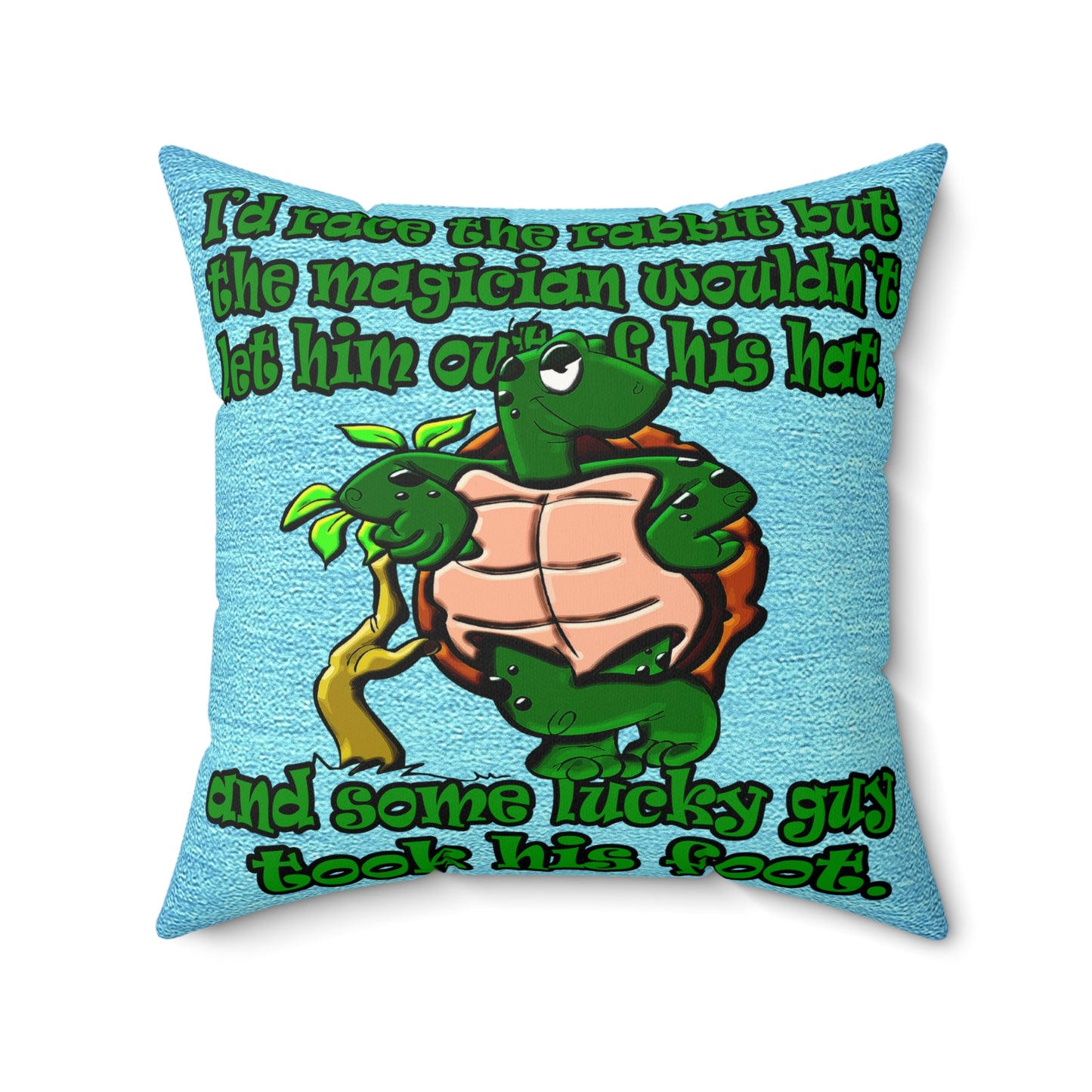 turtle race - Faux Suede Square Pillow - (faded dark blue)