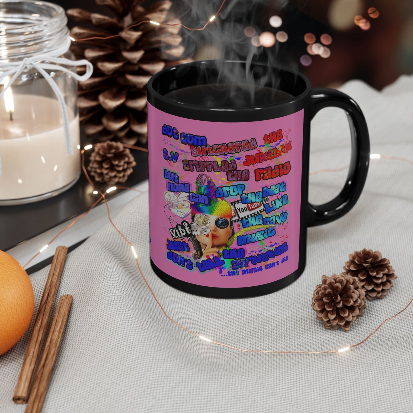 drop the beat - Black Mug (light pink)