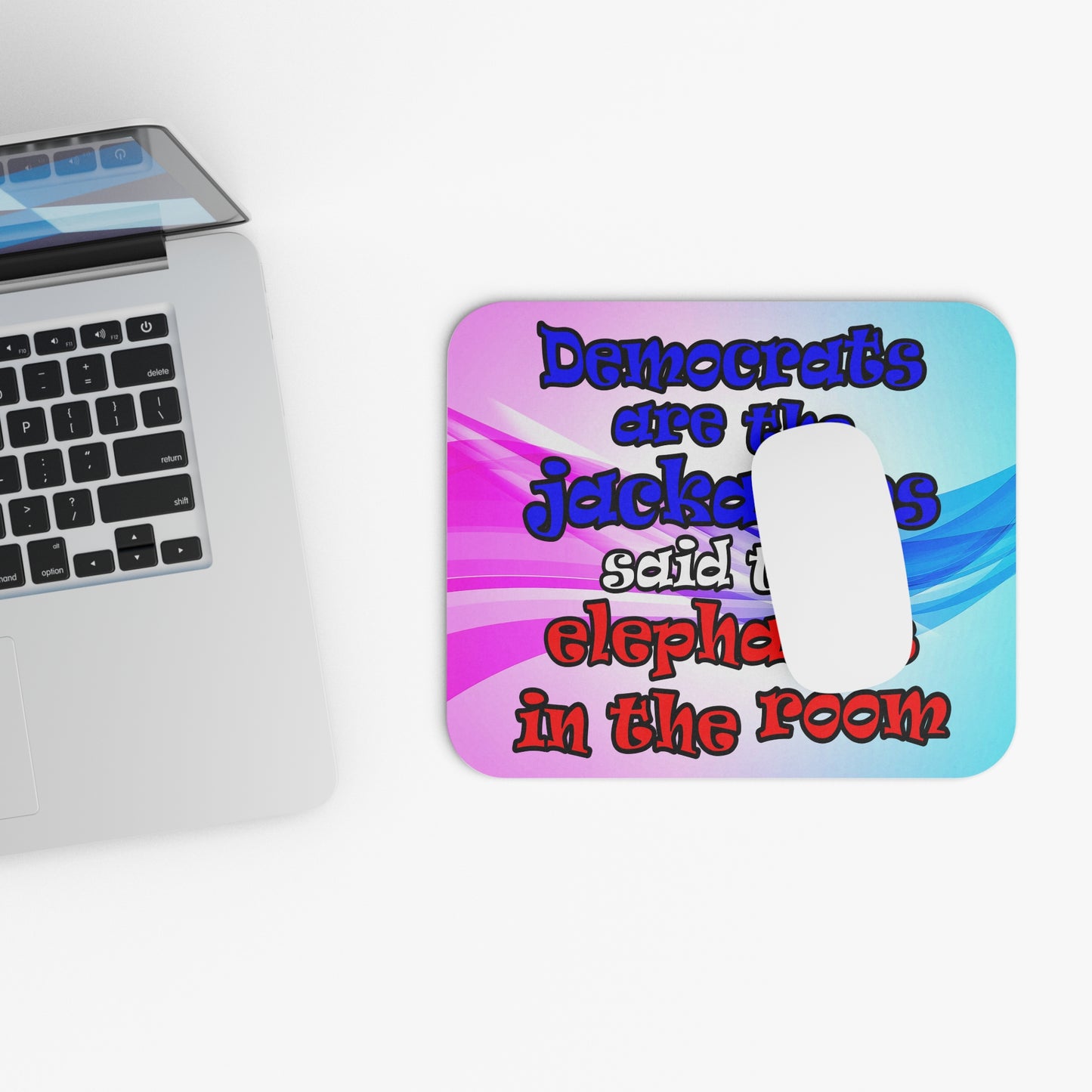 donkeys and elephants - Mouse Pad (Rectangle) (light blue-pink wave)