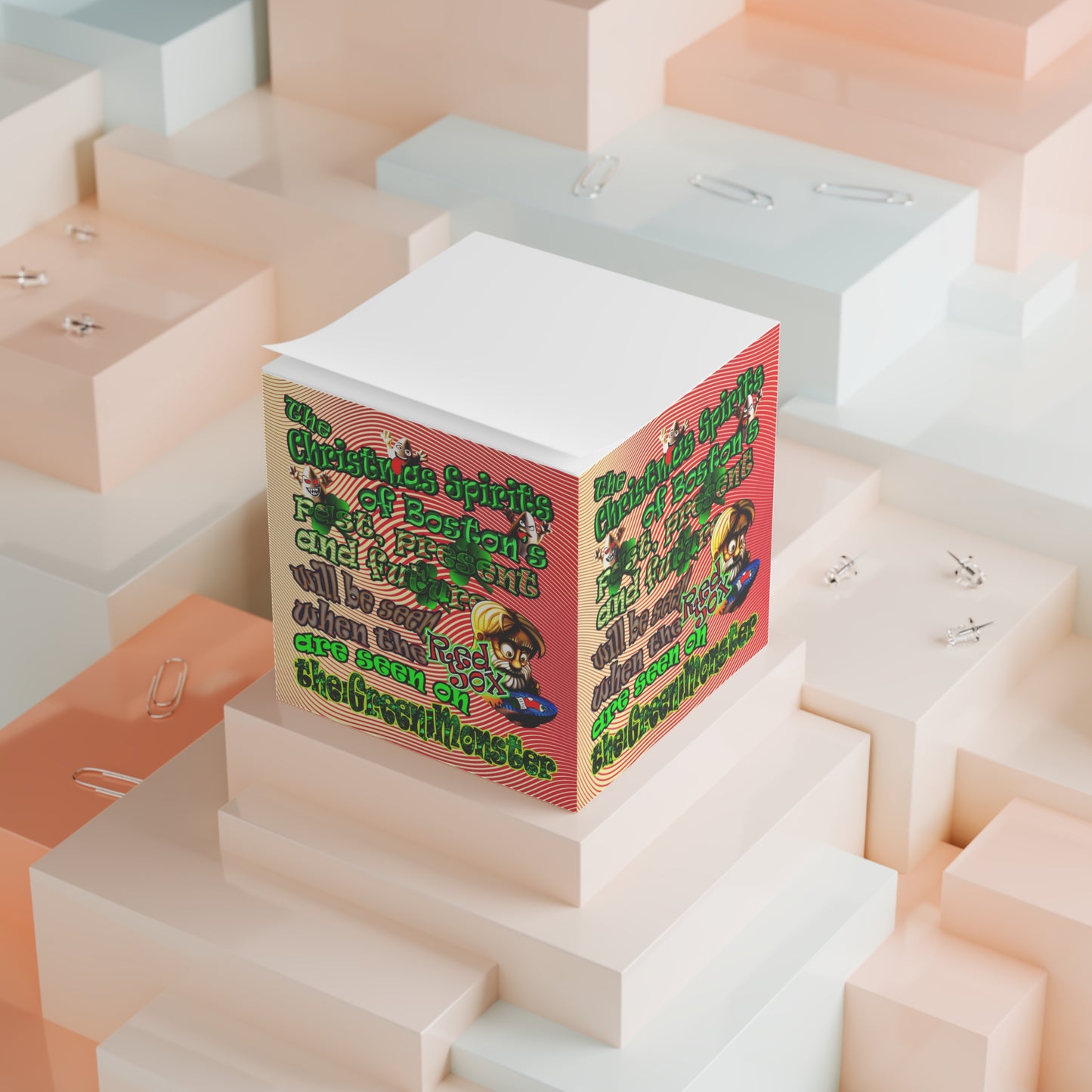christmas spirits of boston - note cube (yellow-orange wave)