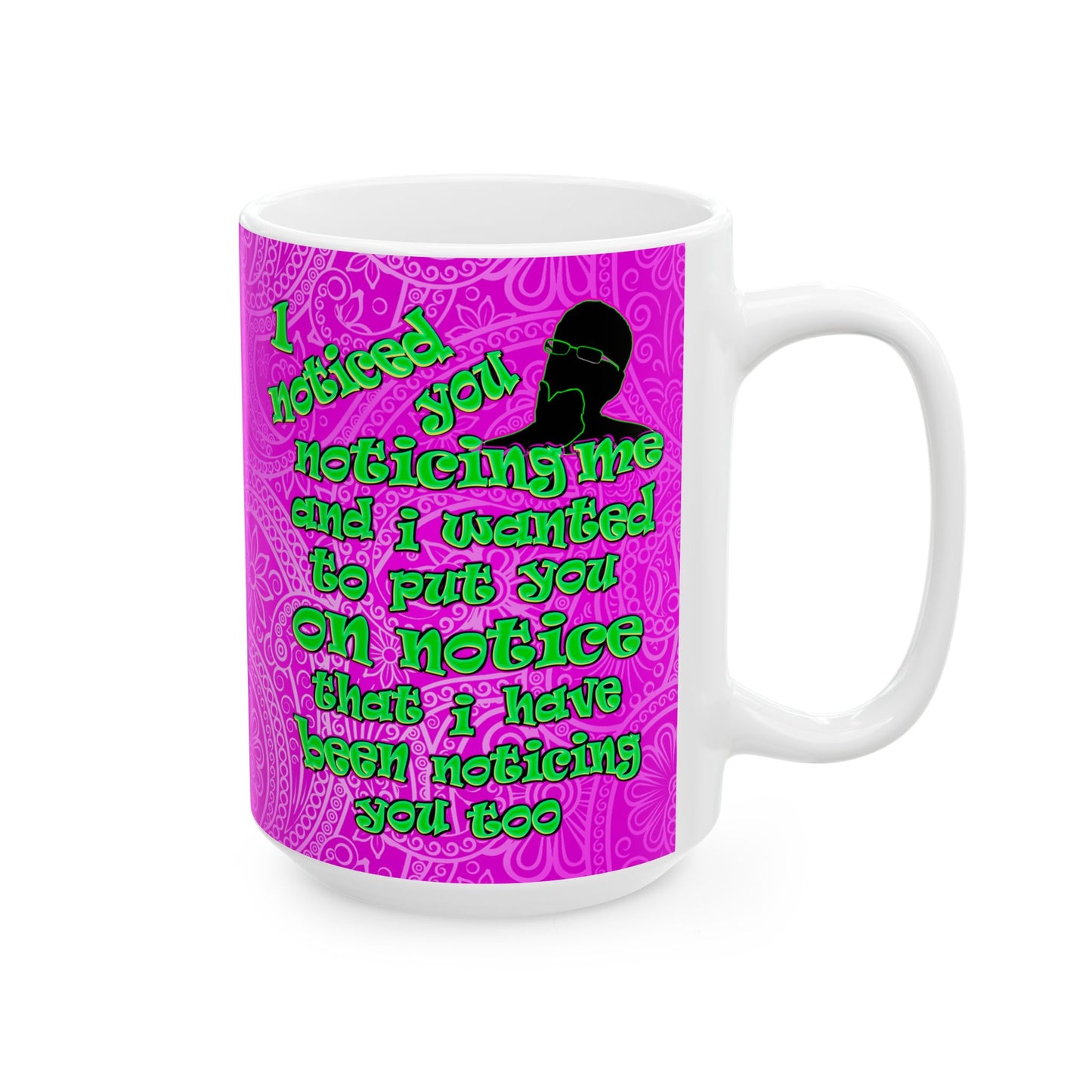 noticed you noticing - White Mug (pink swirl)