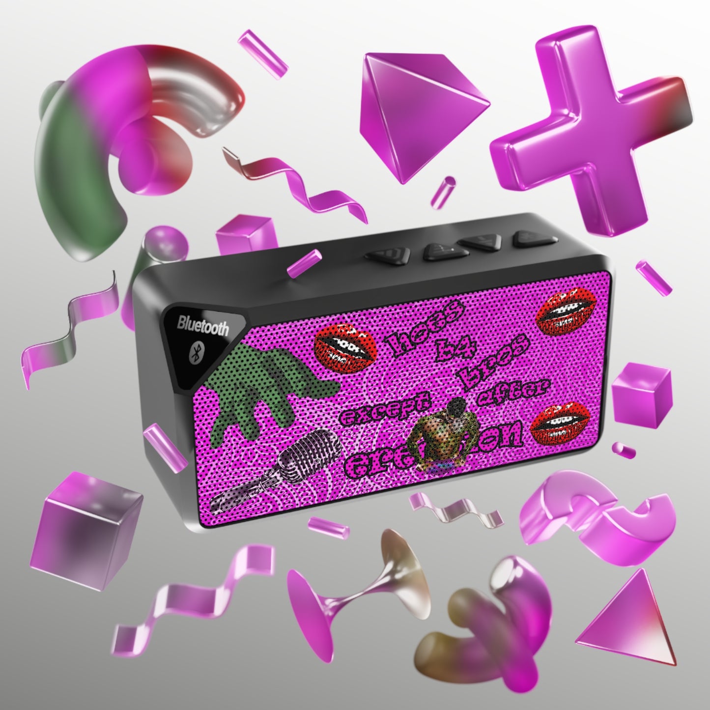 hoes b4 bros - Jabba Bluetooth Speaker (pink swirl)
