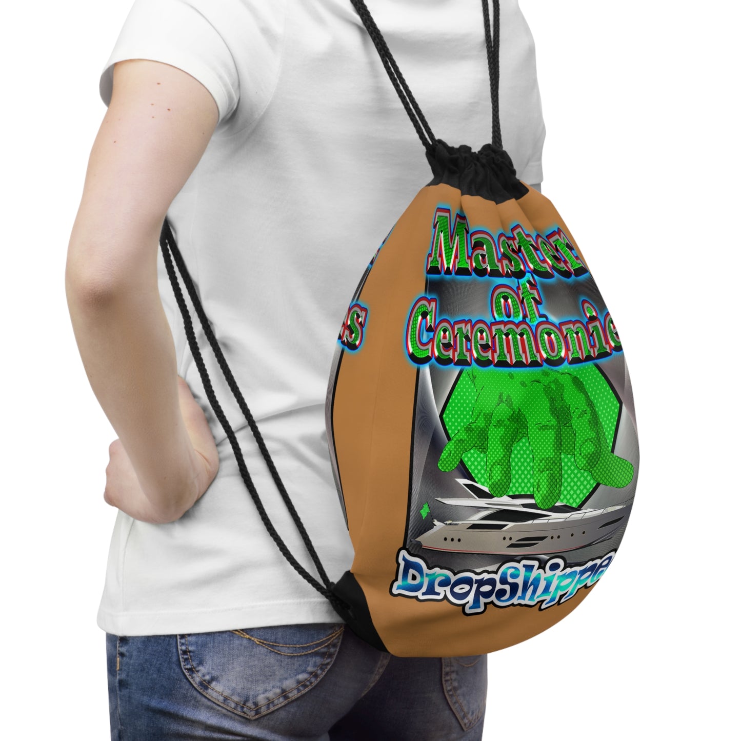 logo - Drawstring Bag (light brown)