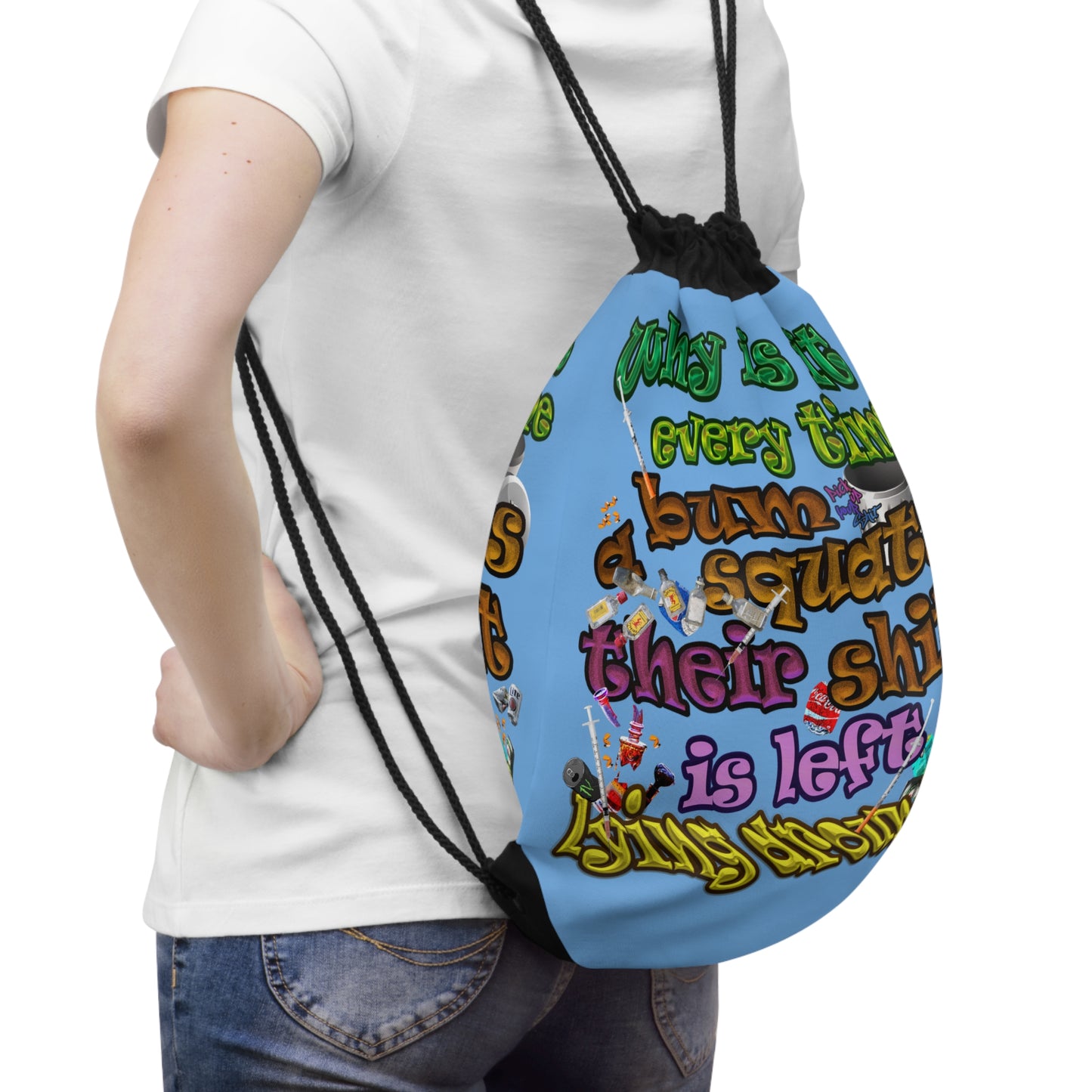 the bum's shit - Drawstring Bag (light blue)