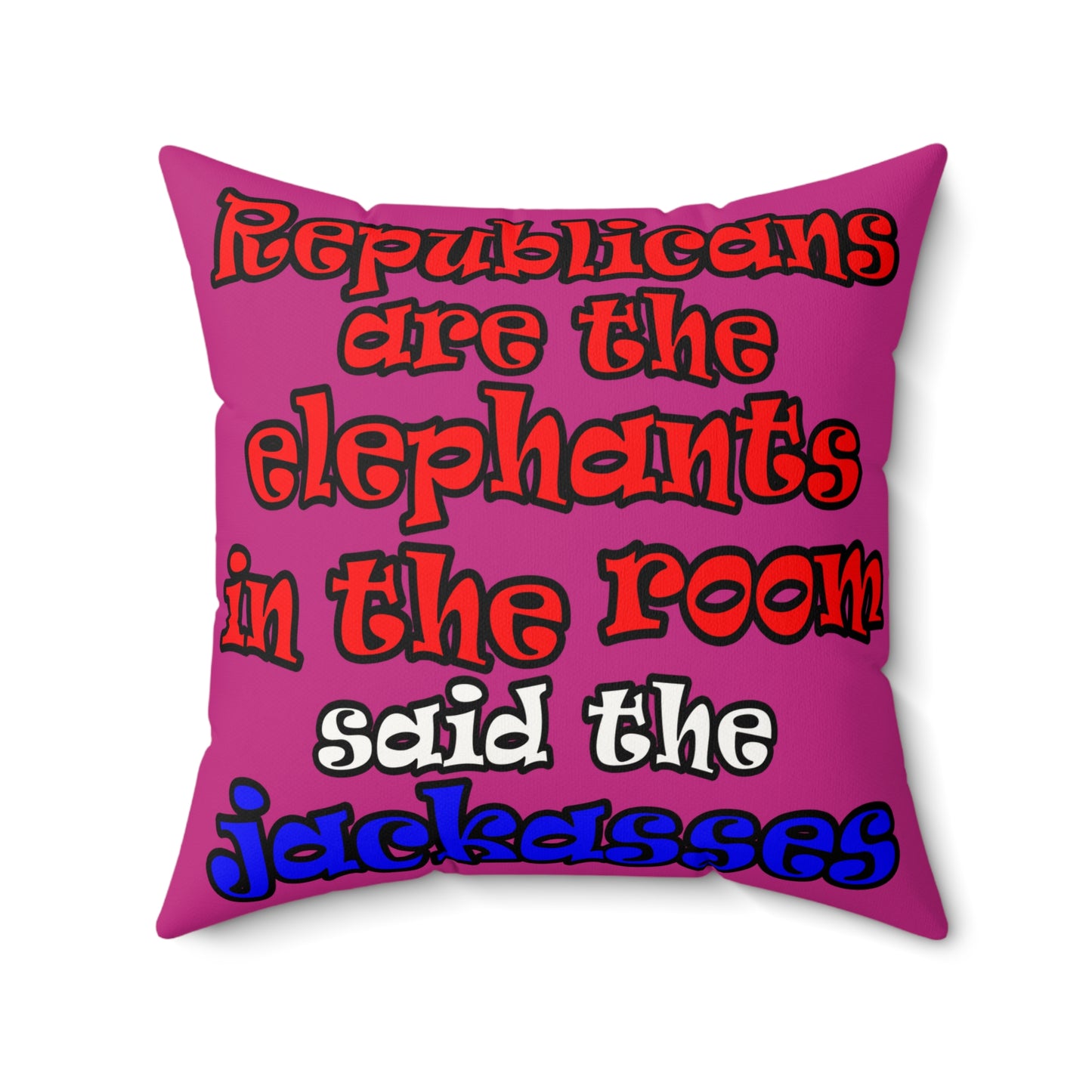 donkeys and elephants - Faux Suede Square Pillow - (pink)