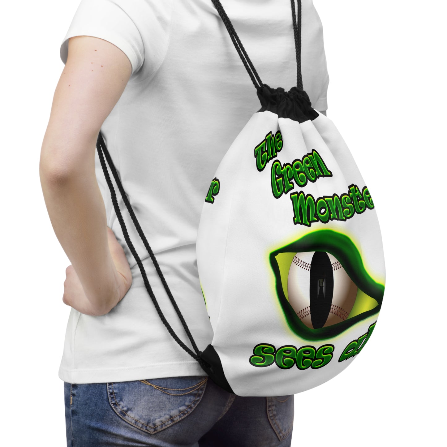 green monster - Drawstring Bag (white)