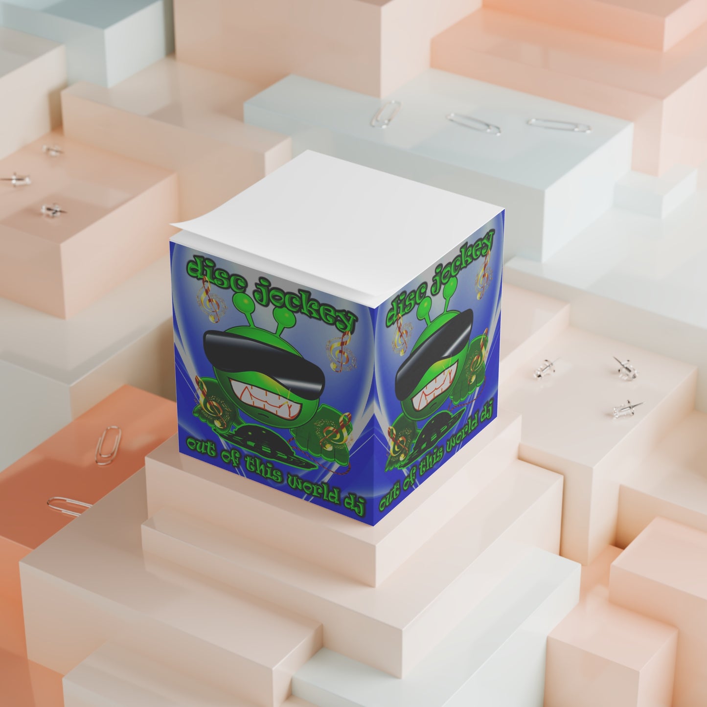 disc jockey - note cube (blue-white wave)