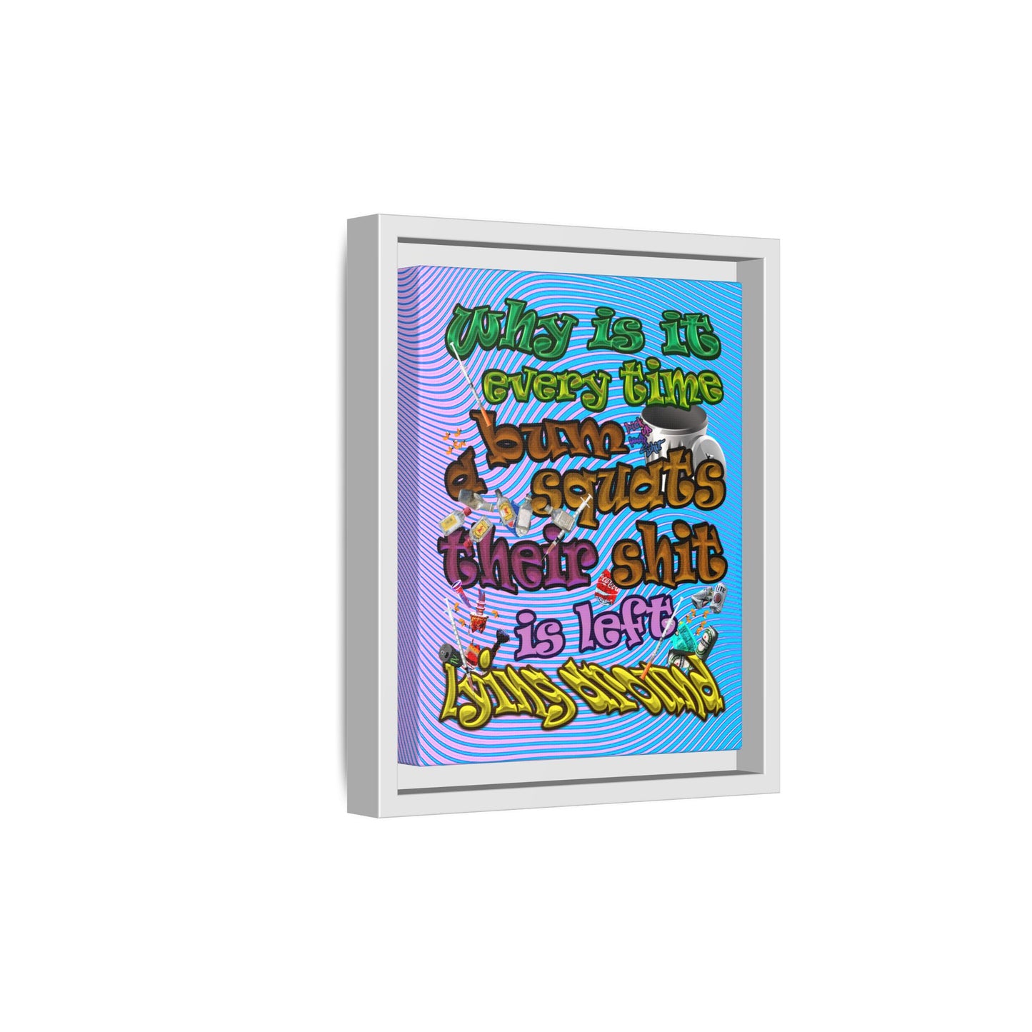 the bum's shit - framed canvas art (light blue-purple wave)