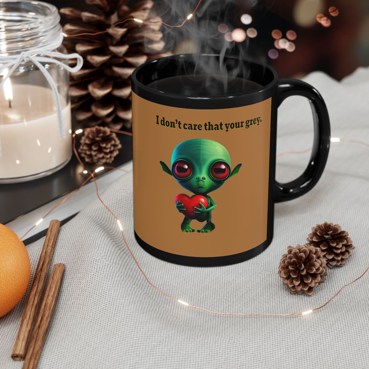 I don't care that your grey - Black Mug (light brown)