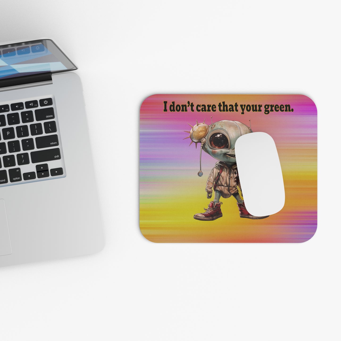 I don't care that your green - Mouse Pad (Rectangle) (color blur)