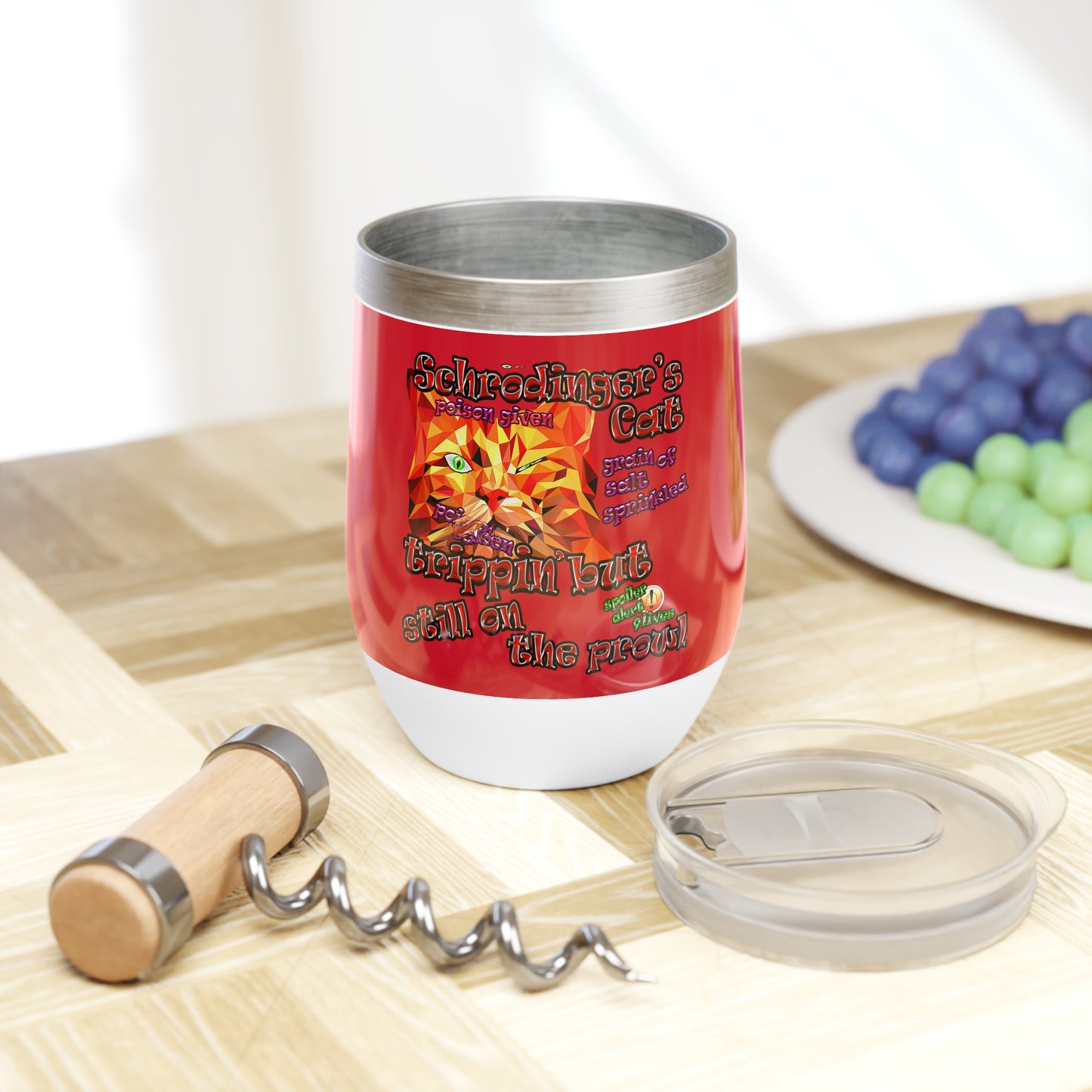 schrodinger's cat - Chill Wine Tumbler (dark red)