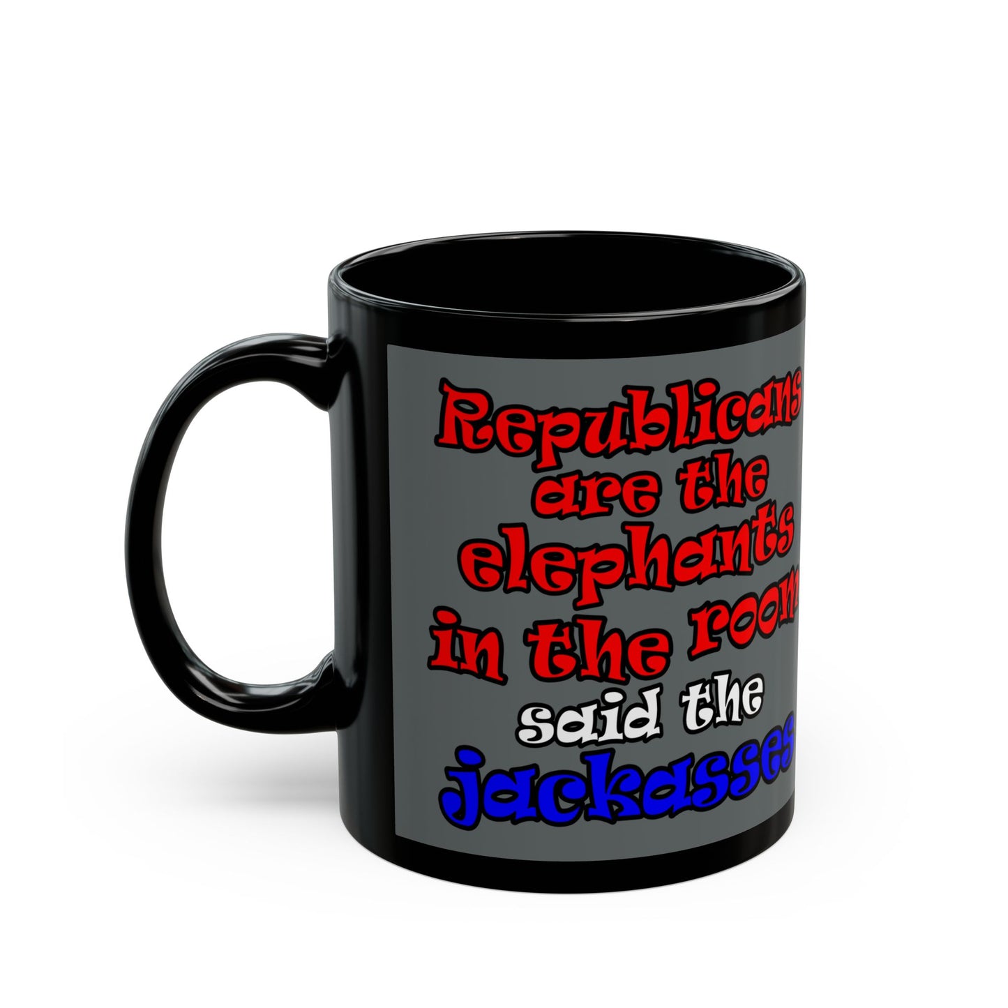 donkeys and elephants - Black Mug (dark grey)