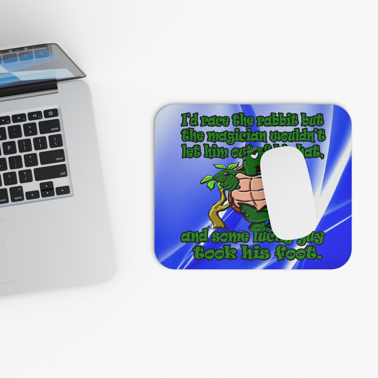 turtle race - Mouse Pad (Rectangle) (blue-white wave)