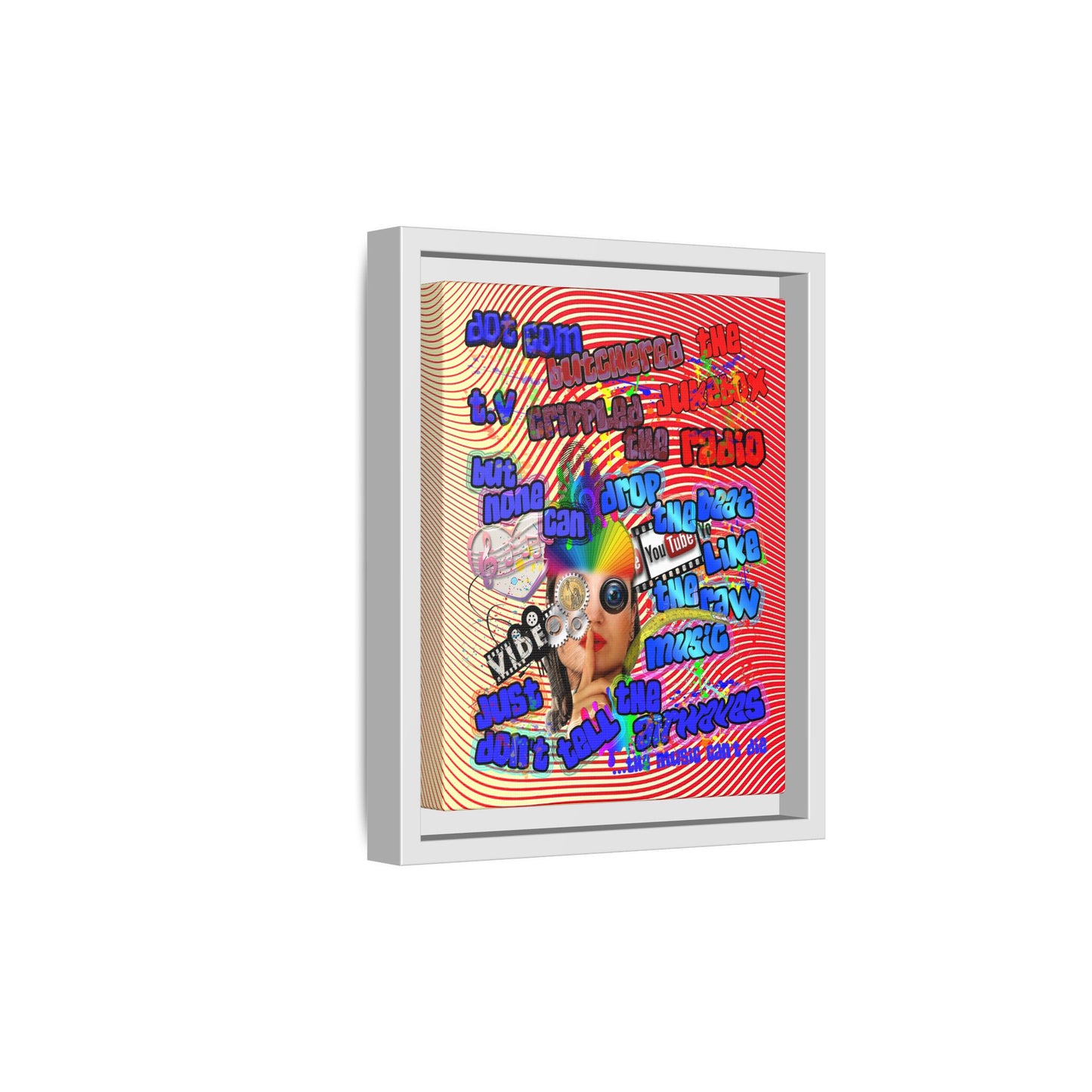 drop the beat - framed canvas art (yellow-orange wave)