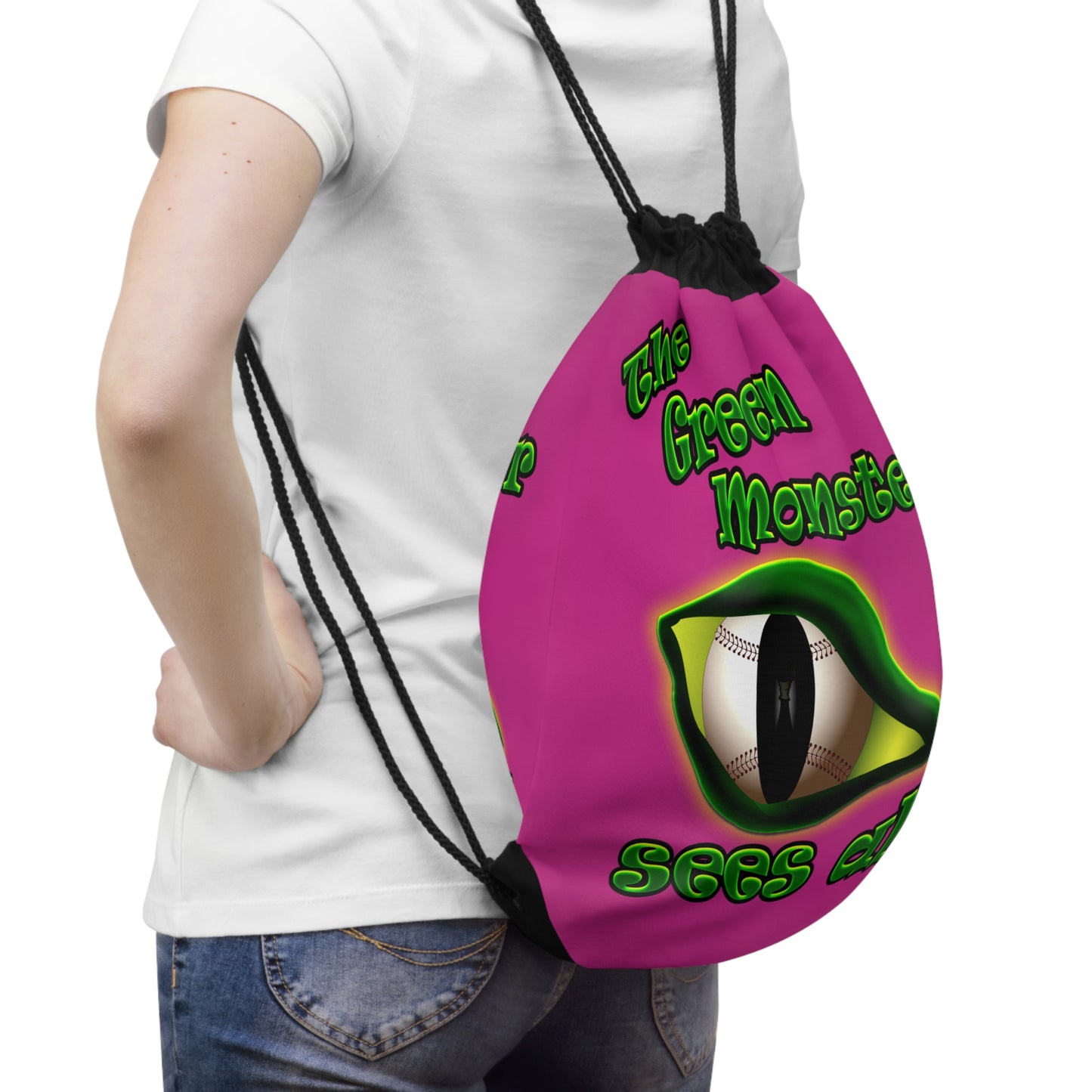 green monster - Drawstring Bag (pink)