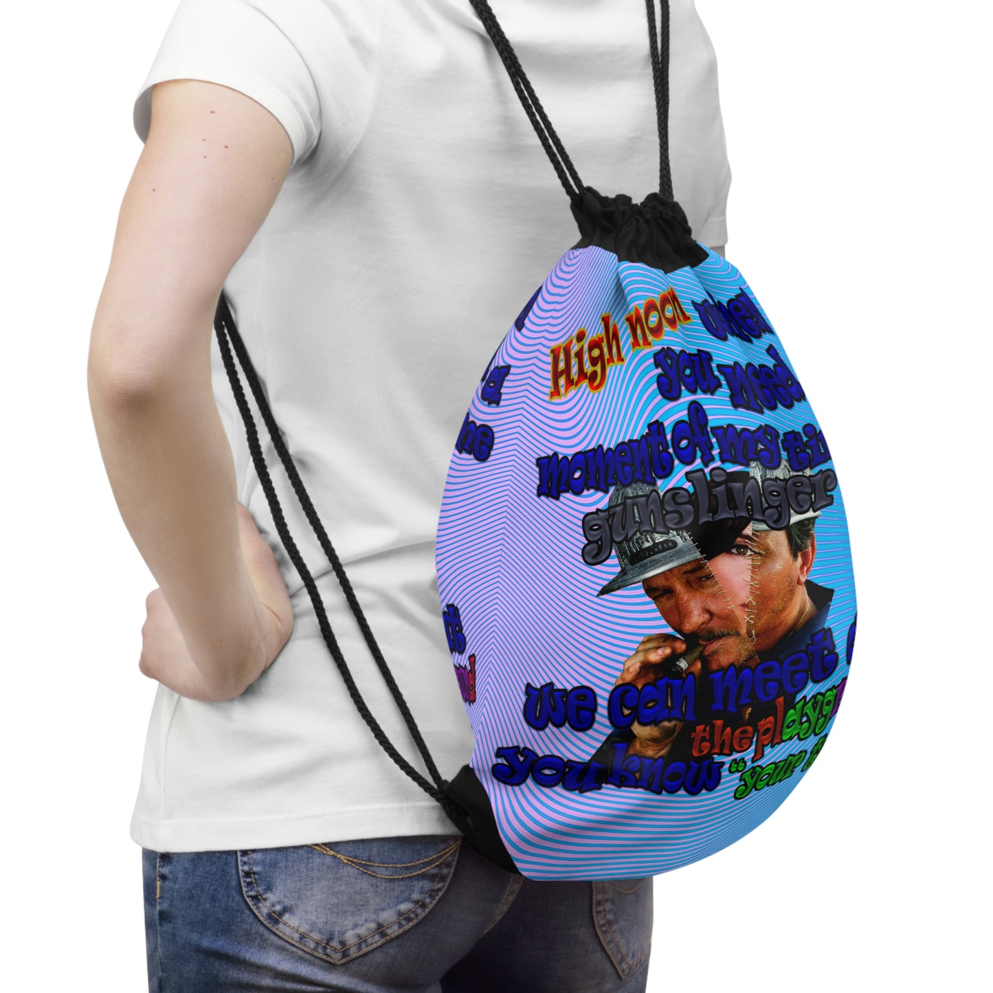 high noon - Drawstring Bag (light blue-purple wave)