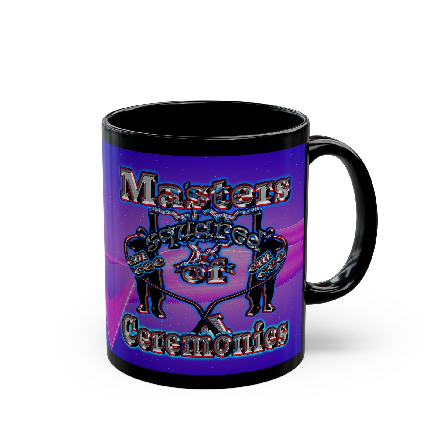 em cee squared - Black Mug (purple-pink wave)