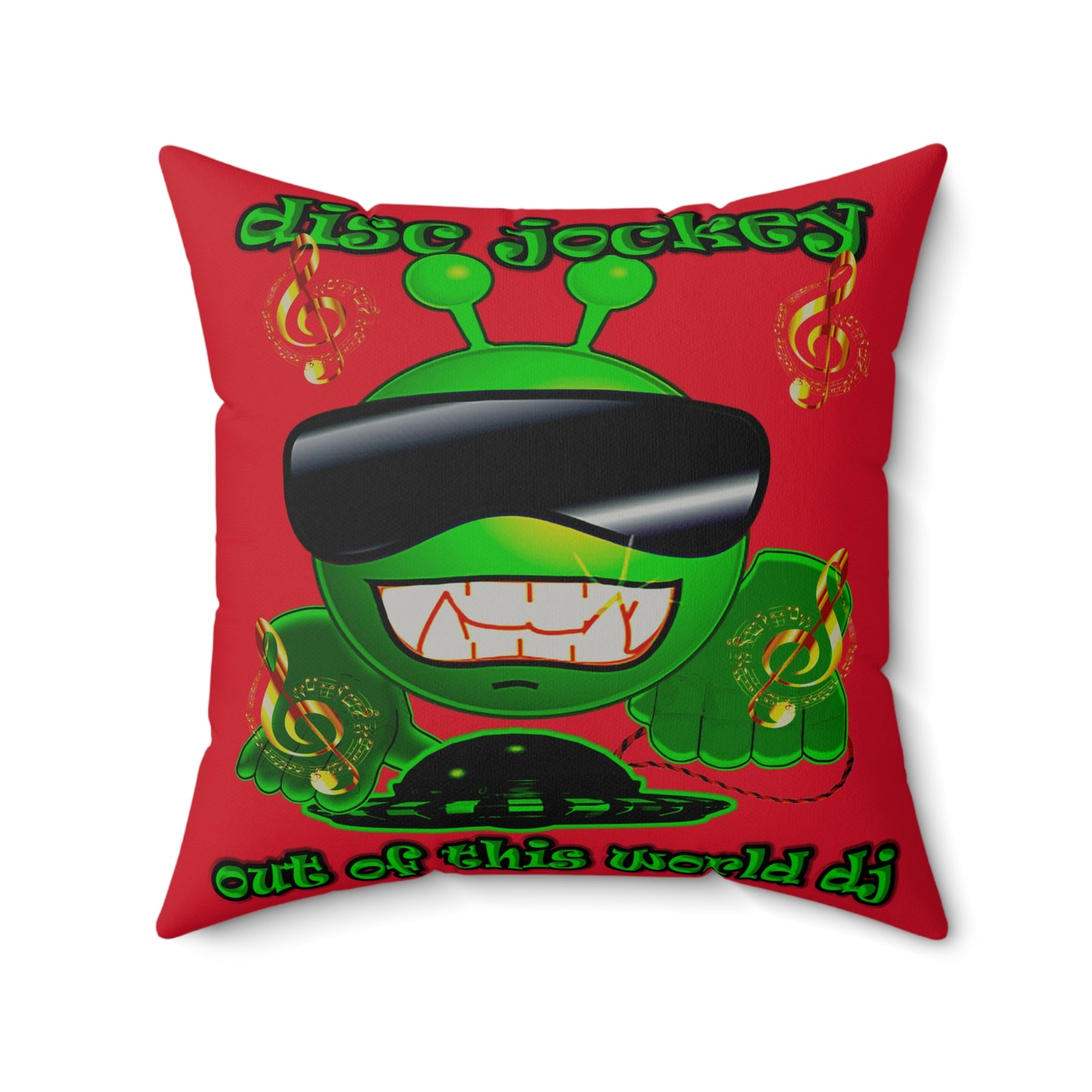 disc jockey - Faux Suede Square Pillow - (dark red)