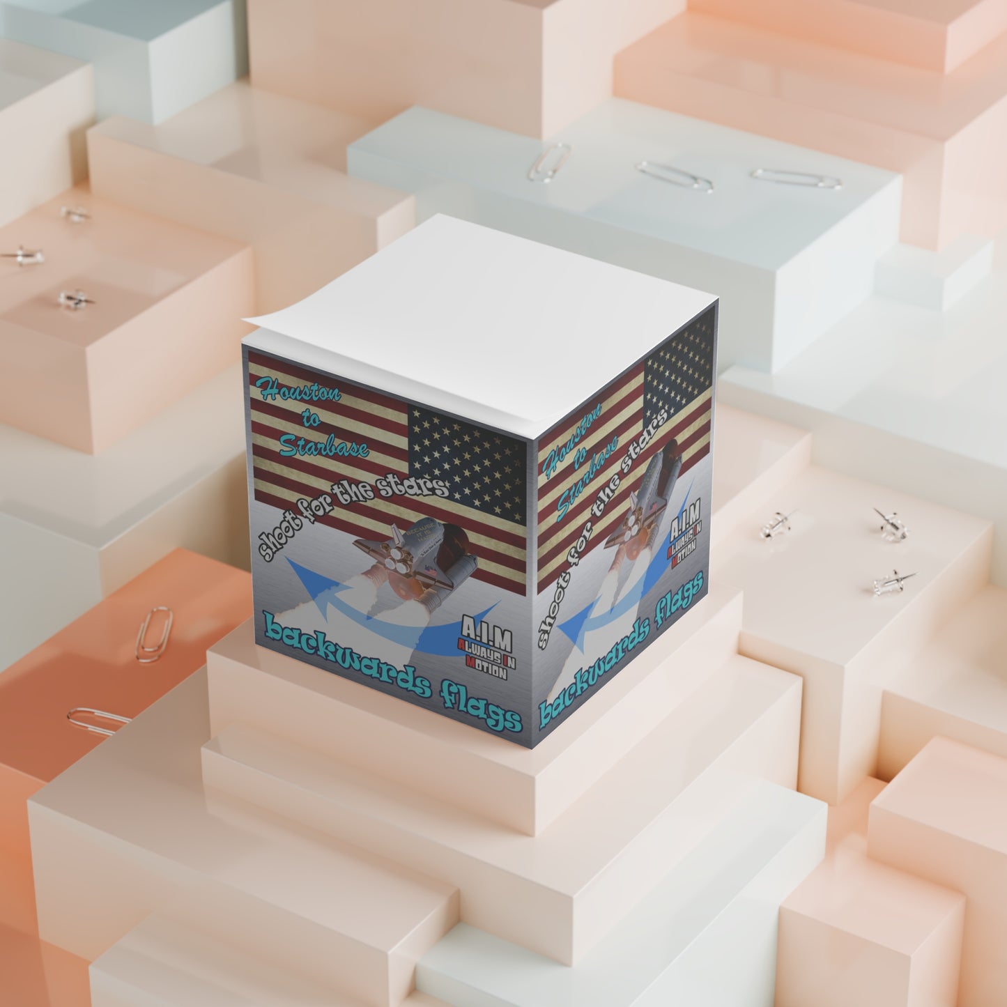shoot for the stars - note cube (brushed nickel)