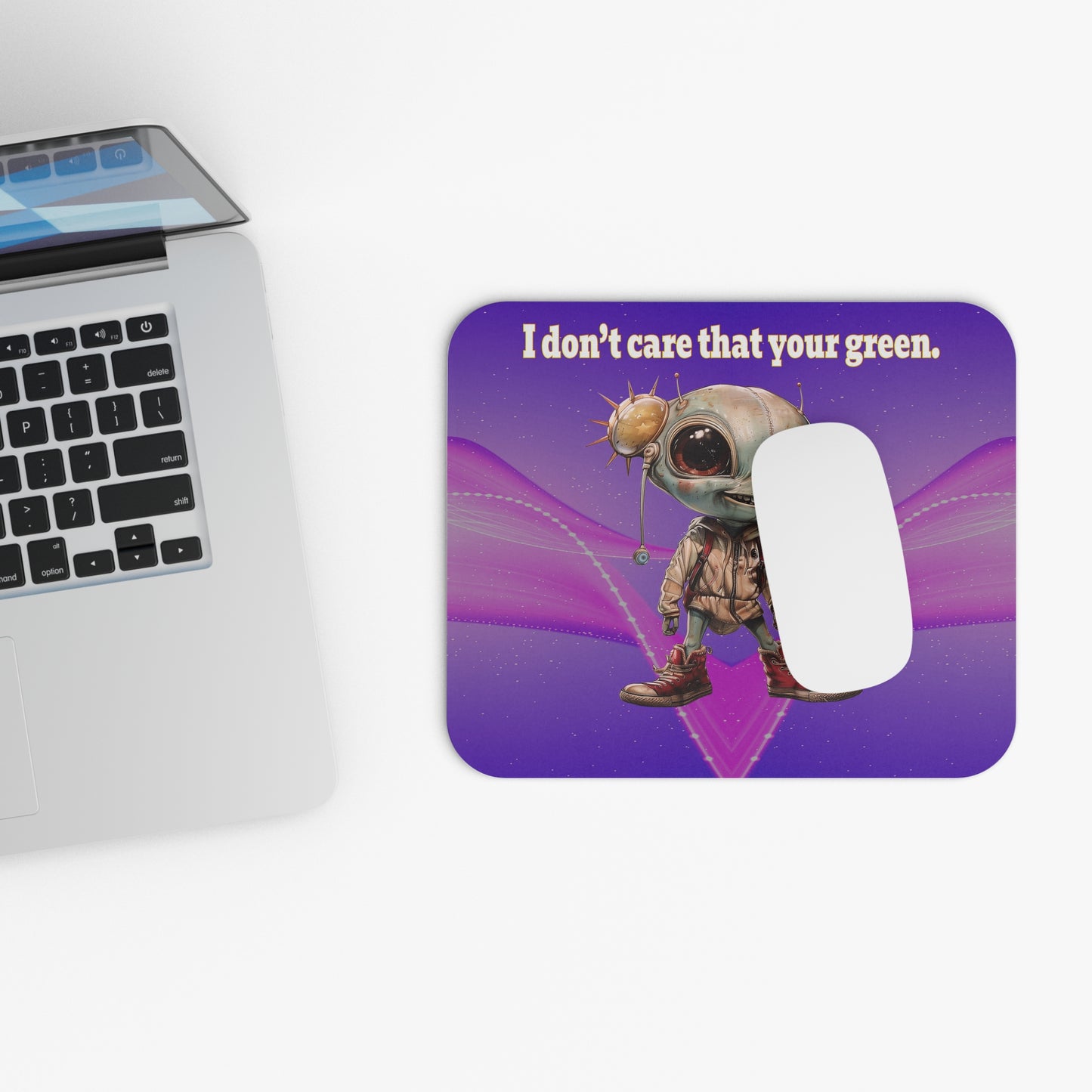 I don't care that your green - Mouse Pad (Rectangle) (purple-pink wave)