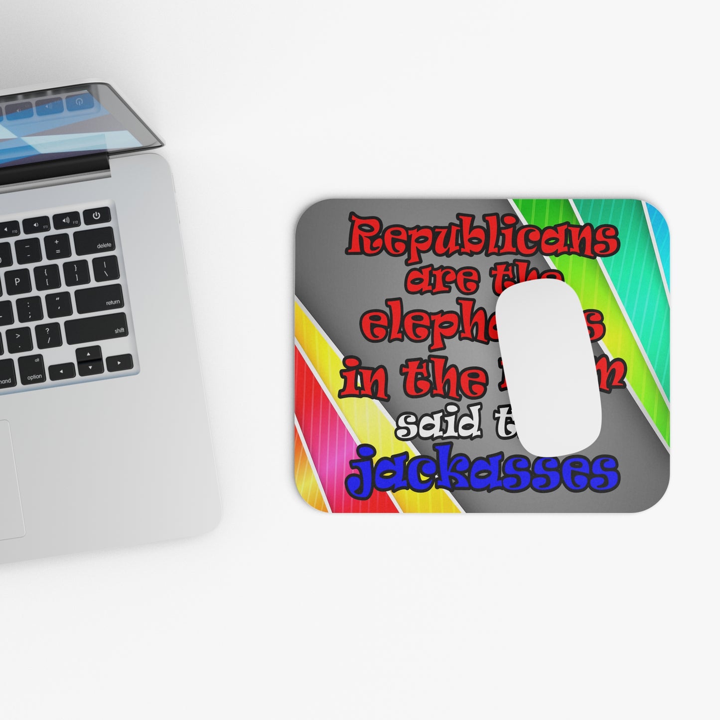 donkeys and elephants - Mouse Pad (Rectangle) (rainbow split)