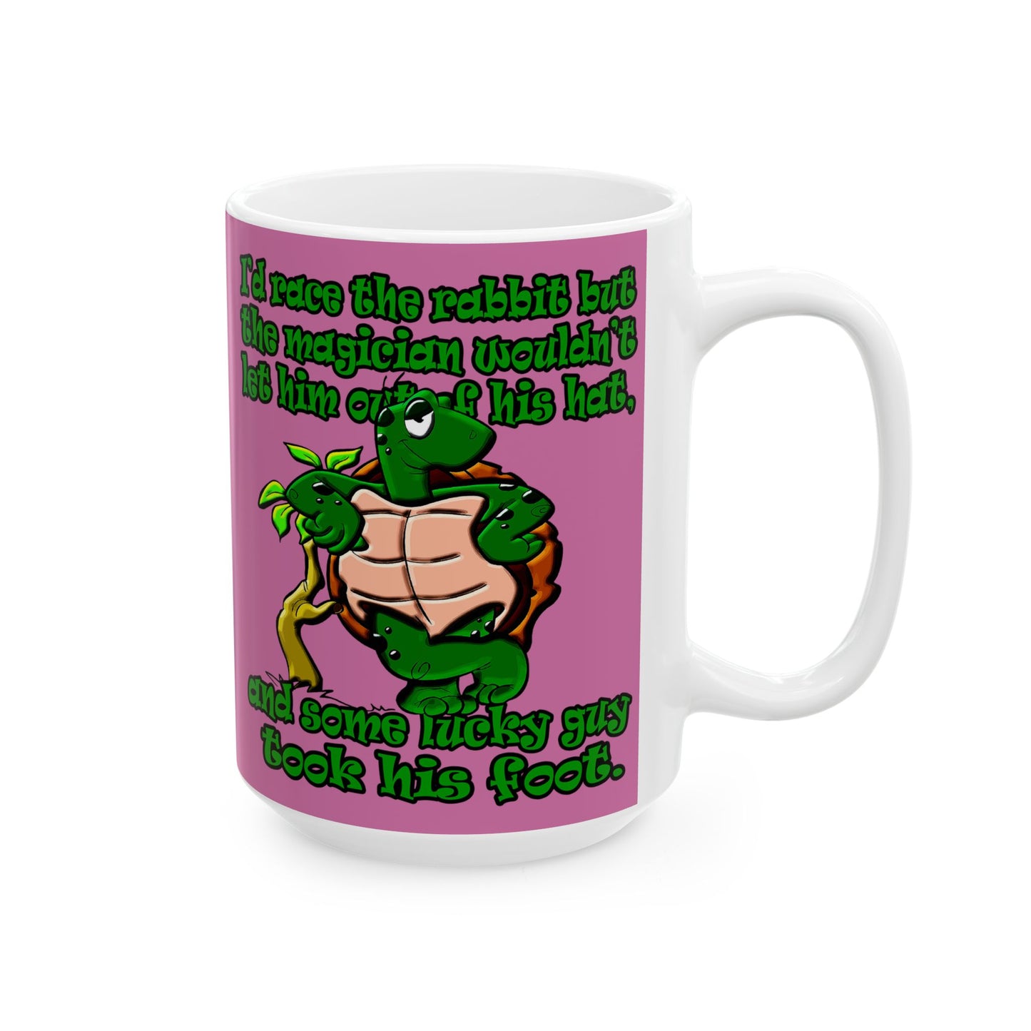 turtle race - White Mug (light pink)