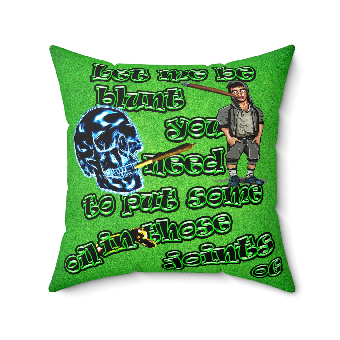 og - Faux Suede Square Pillow - (green turf)