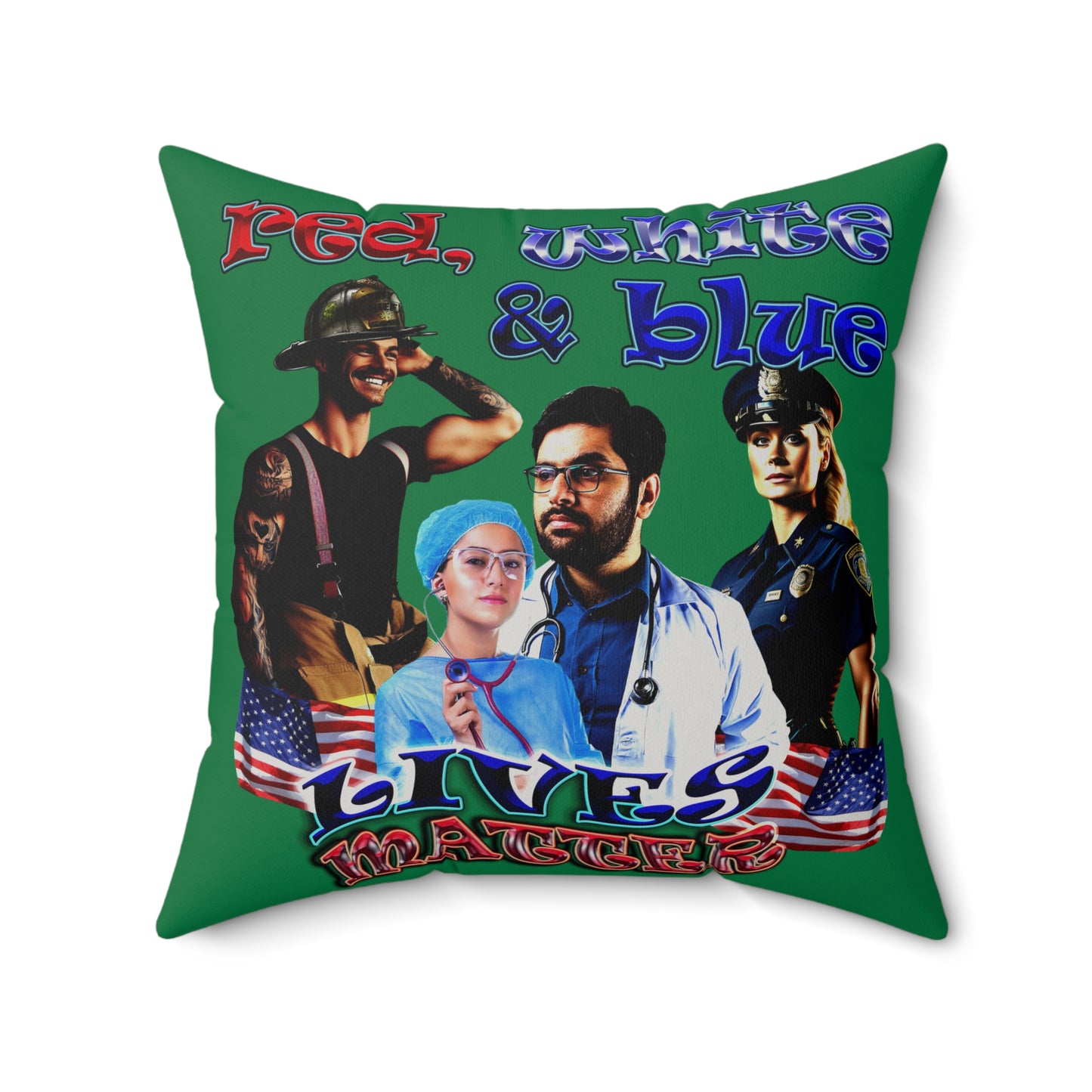 rw&b lives matter - Faux Suede Square Pillow - (dark green)