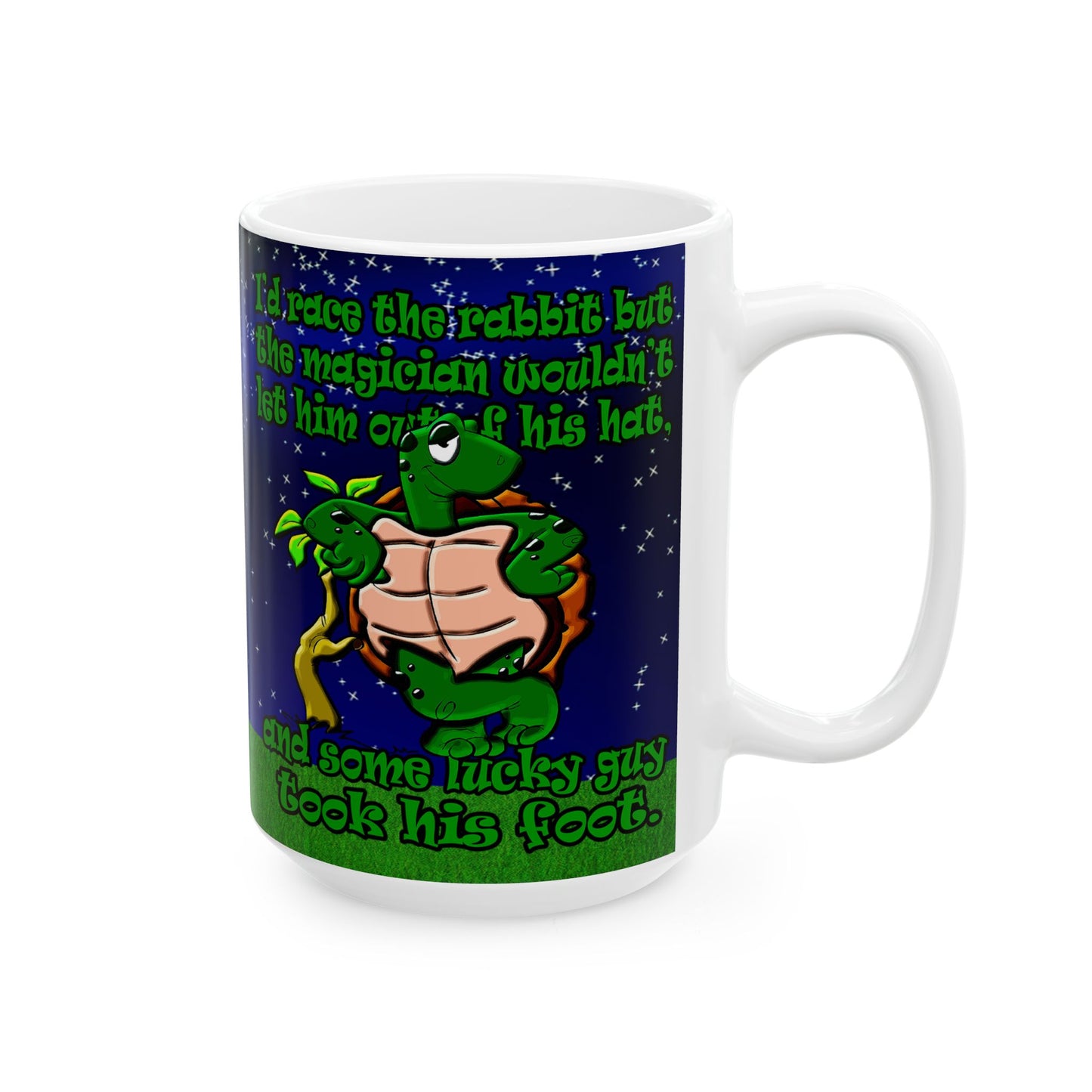 turtle race - White Mug ('snoops' background)