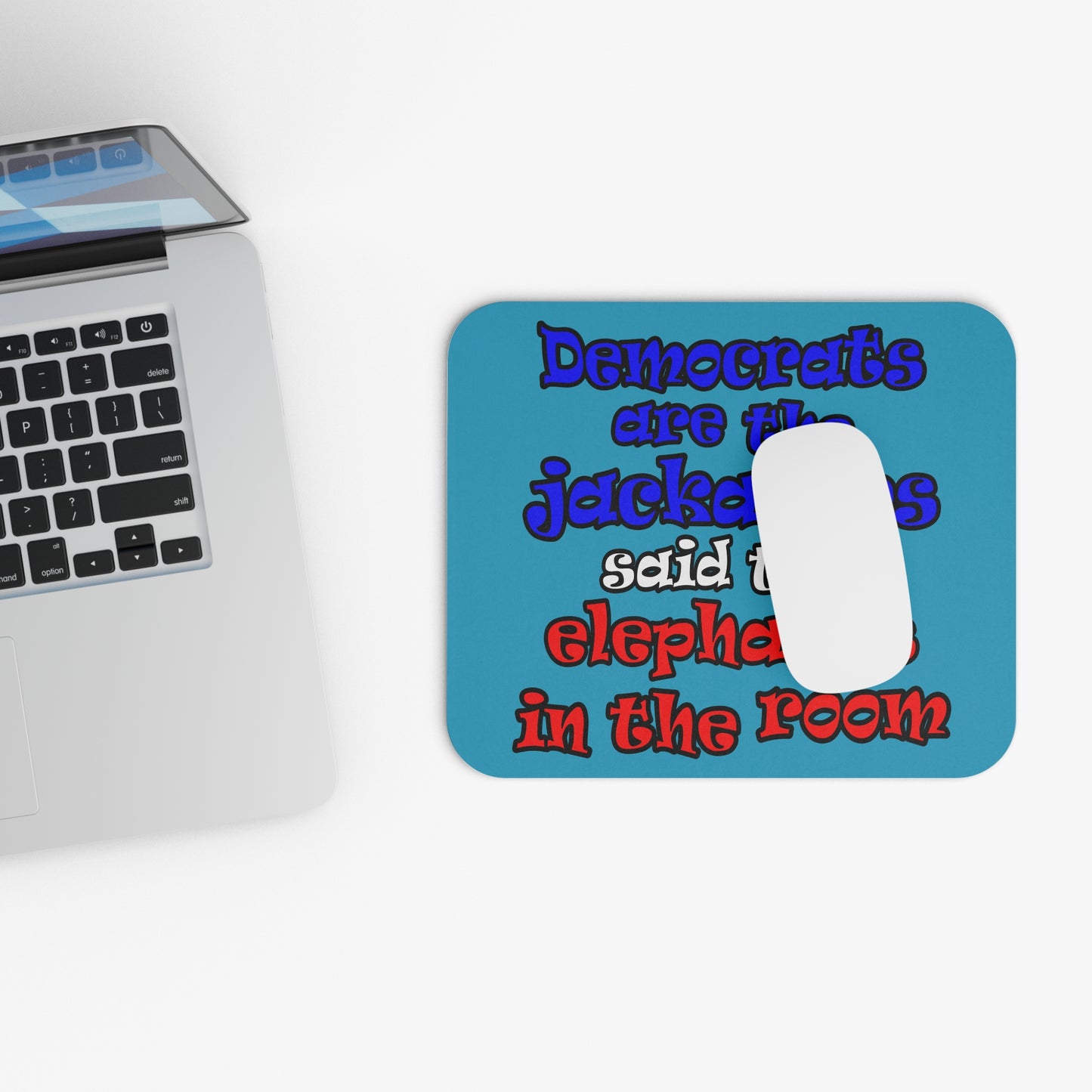 donkeys and elephants - Mouse Pad (Rectangle) (turquoise)