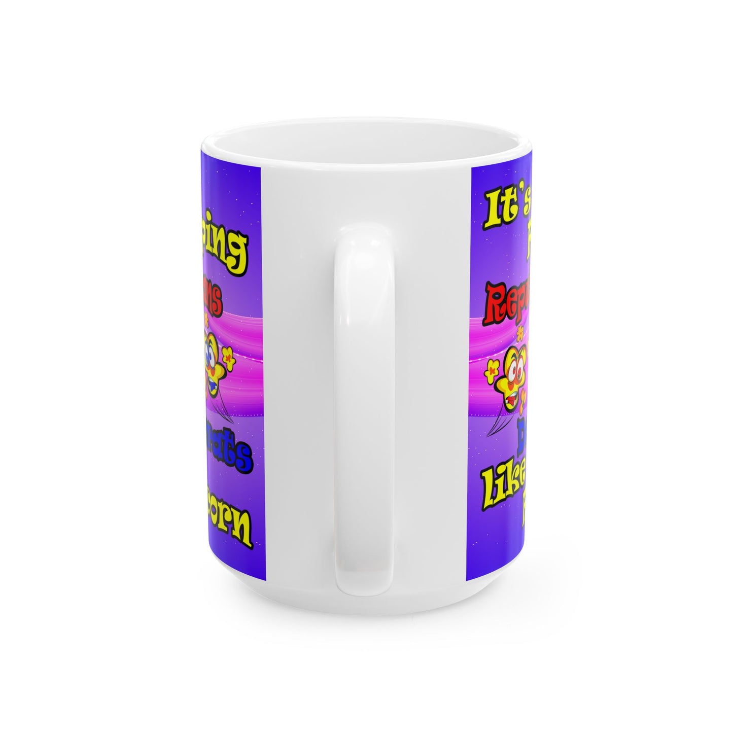 popping like popcorn - White Mug (purple-pink wave)