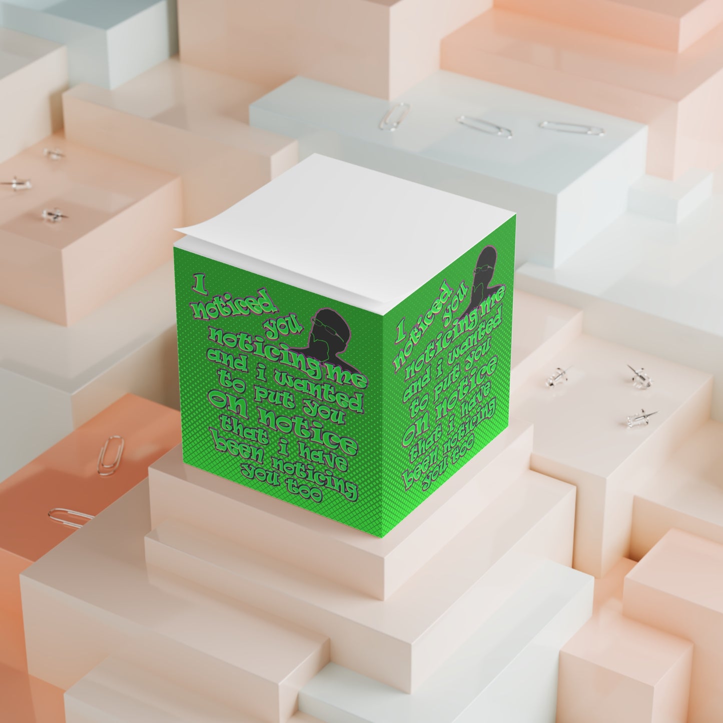noticed you noticing - note cube (logo green)