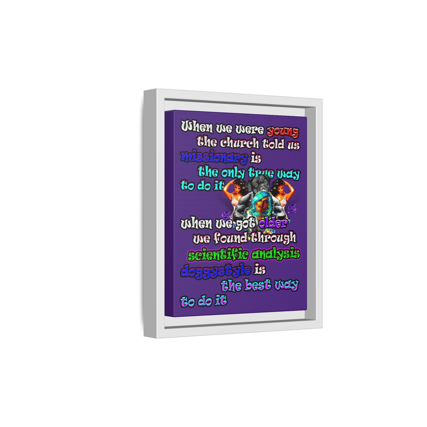 doggystyle - framed canvas art (purple)