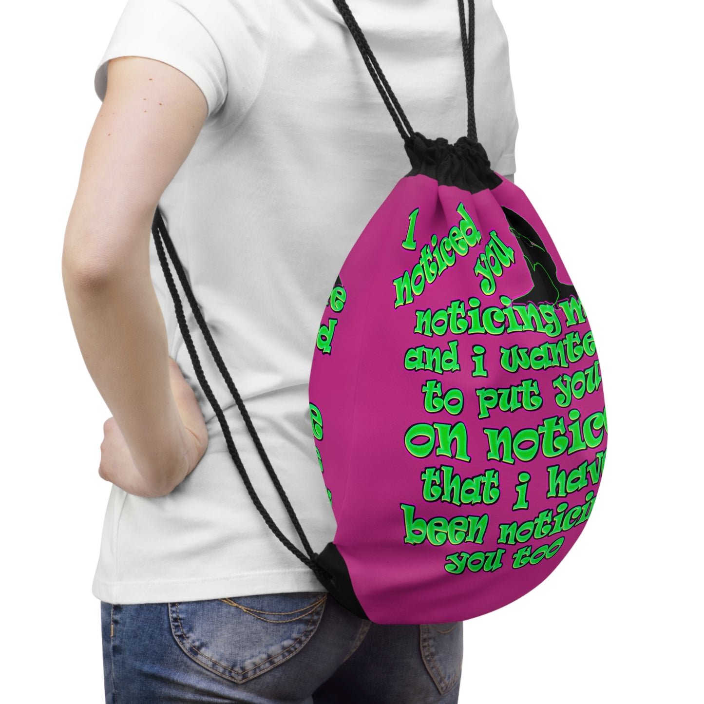 noticed you noticing - Drawstring Bag (pink)