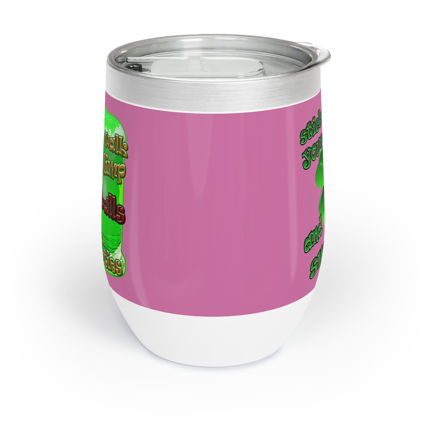 celtics logo - Chill Wine Tumbler (light pink)