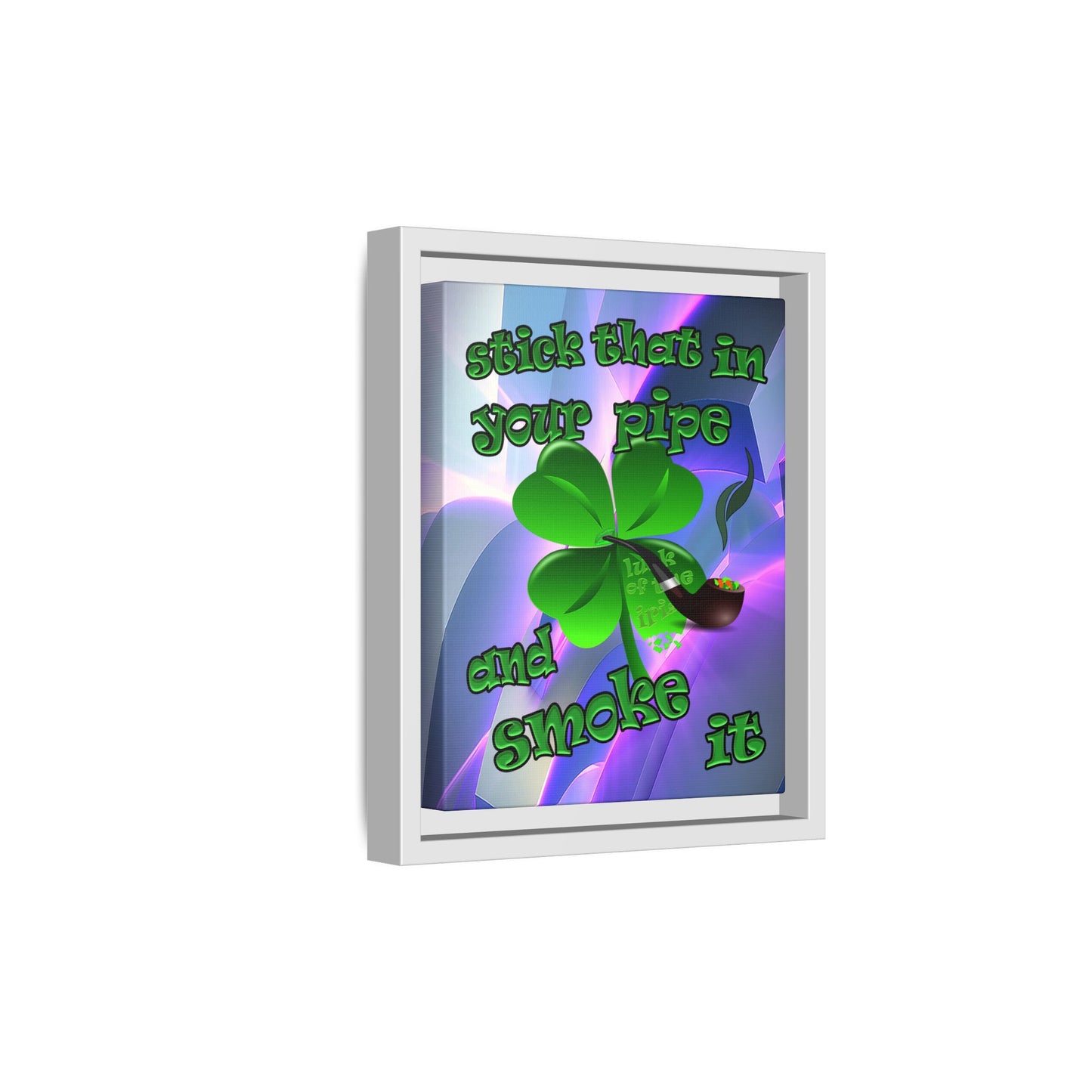 stick that in your pipe and smoke it - framed canvas art (grey-pink wave)