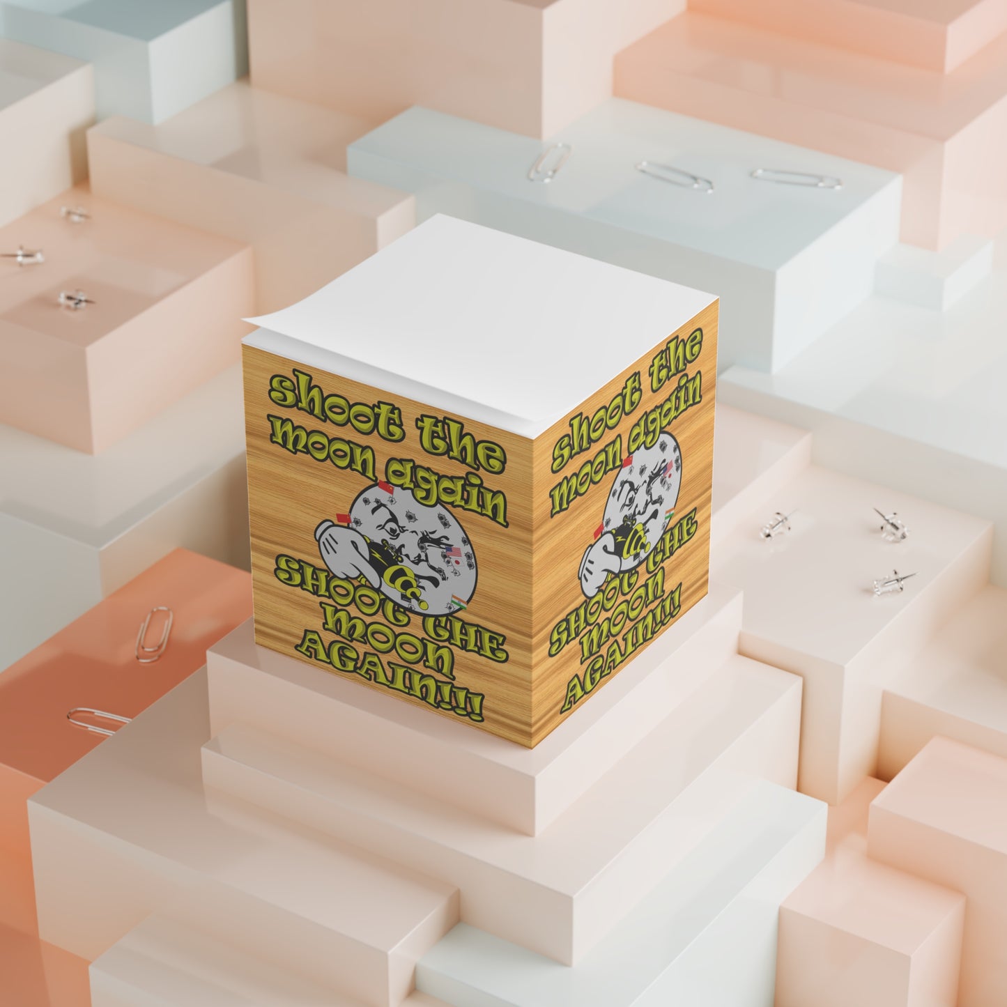 shoot the moon again - note cube (butterscotch wood finish)
