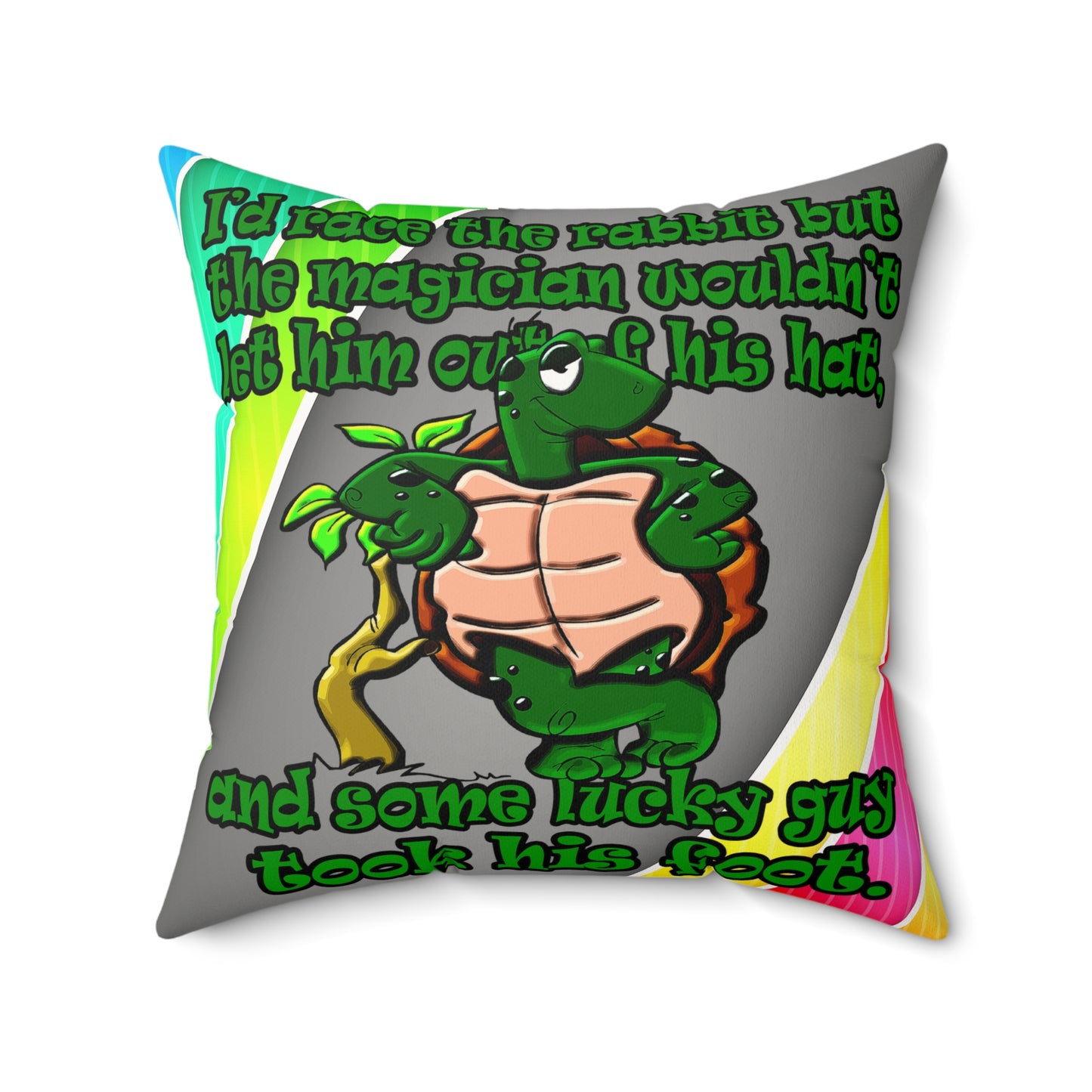 turtle race - Faux Suede Square Pillow - (rainbow split)