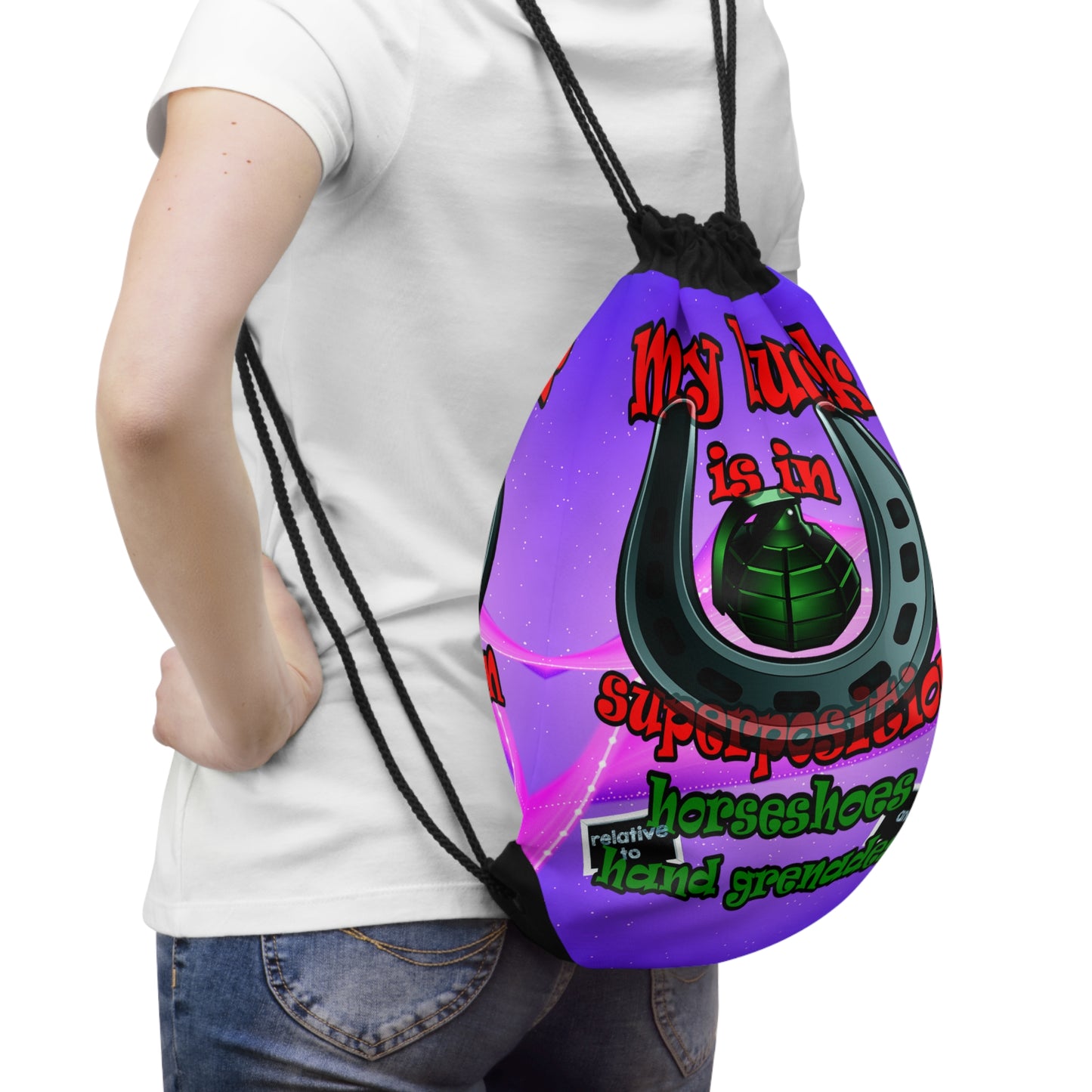 my luck - Drawstring Bag (purple-pink wave)