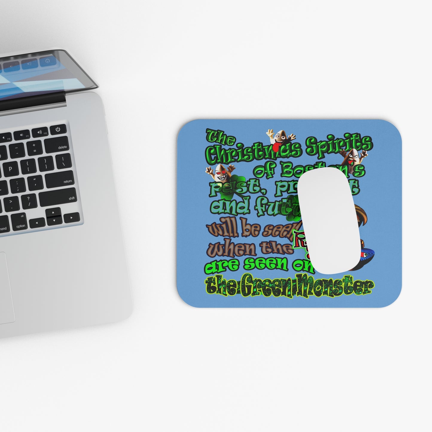 christmas spirits of boston - Mouse Pad (Rectangle) (light blue)