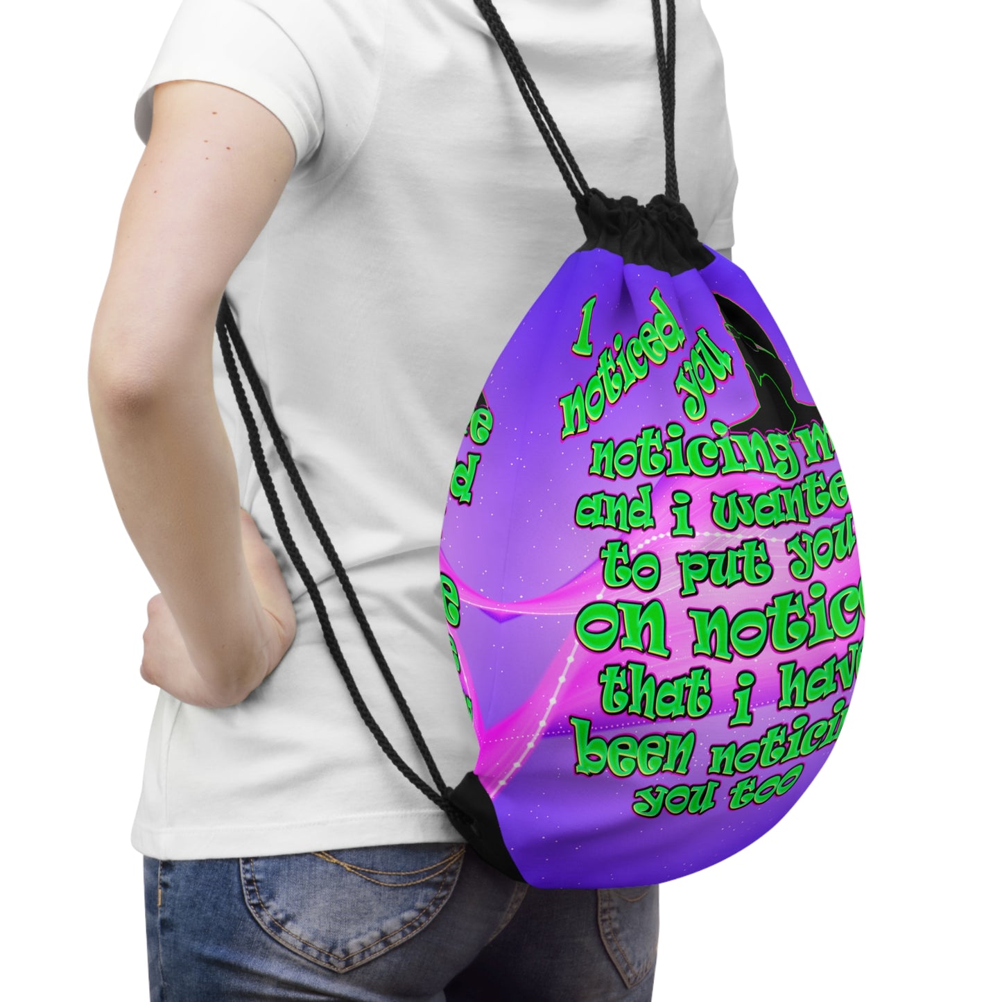 noticed you noticing - Drawstring Bag (purple-pink wave)
