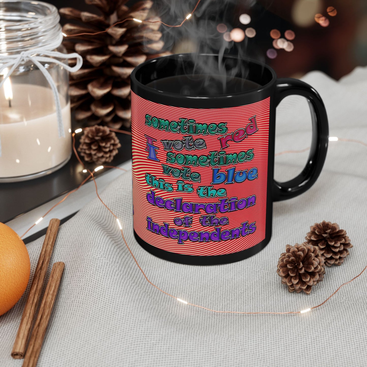 declaration of the independents - Black Mug (yellow-orange wave)