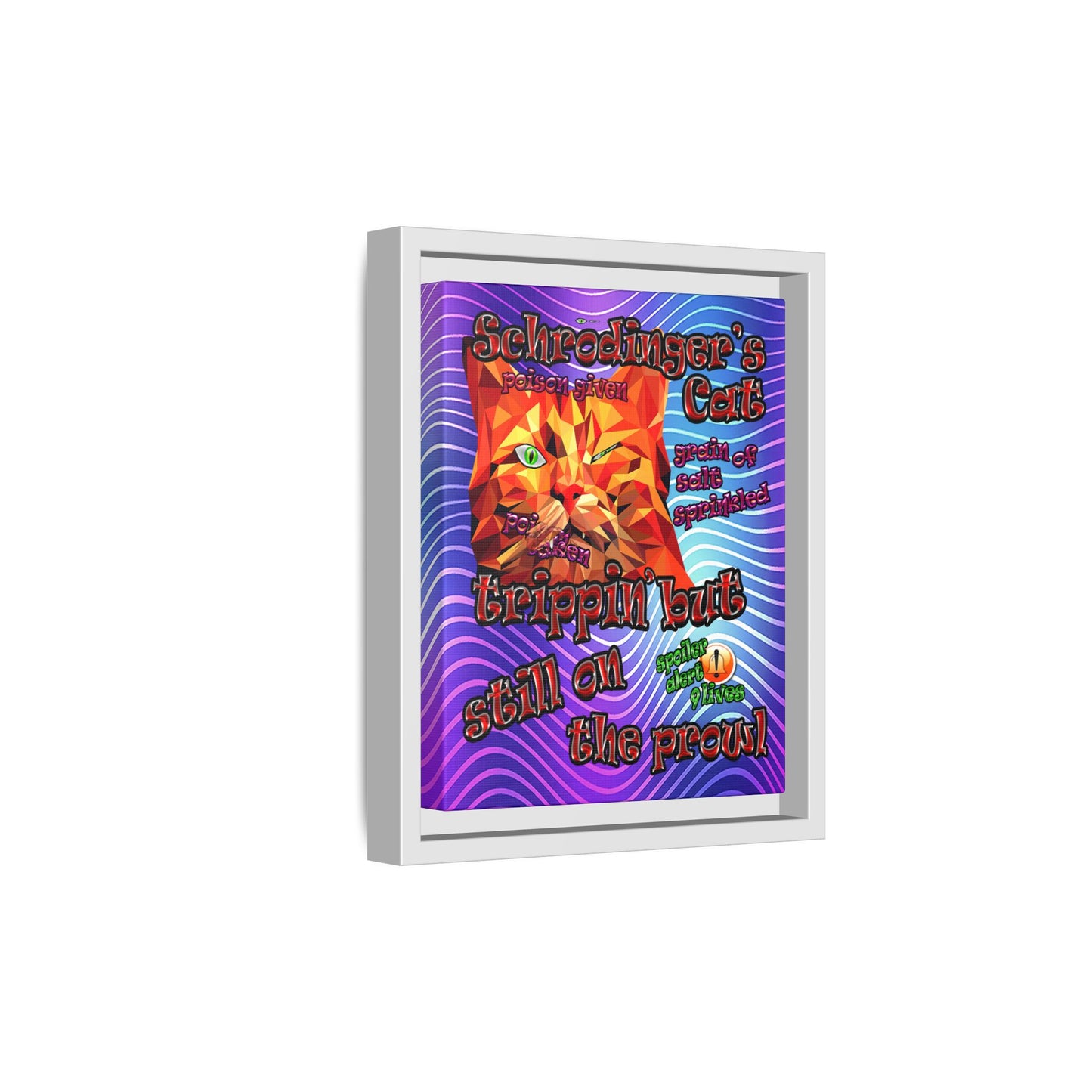 schrodinger's cat - framed canvas art (purple wave)