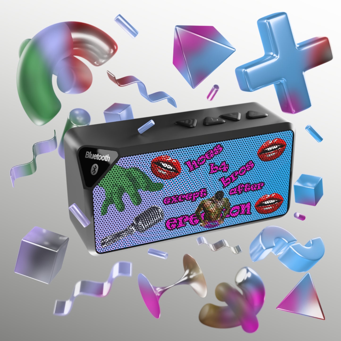 hoes b4 bros - Jabba Bluetooth Speaker (light blue-purple wave)