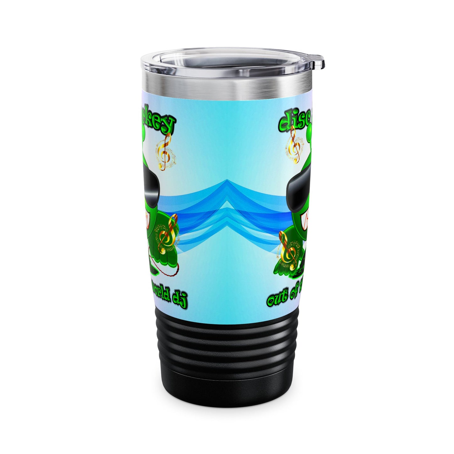 disc jockey - Ringneck Tumbler, 20oz (light blue-pink wave)