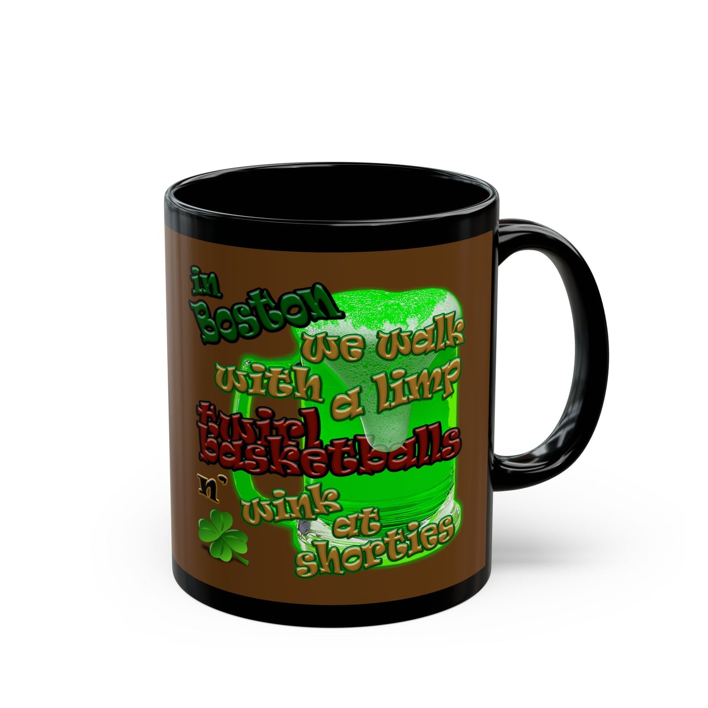 celtics logo - Black Mug (brown)