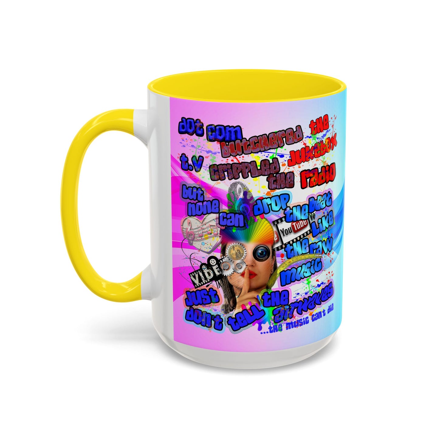drop the beat - Accent Mug (light blue-pink wave)