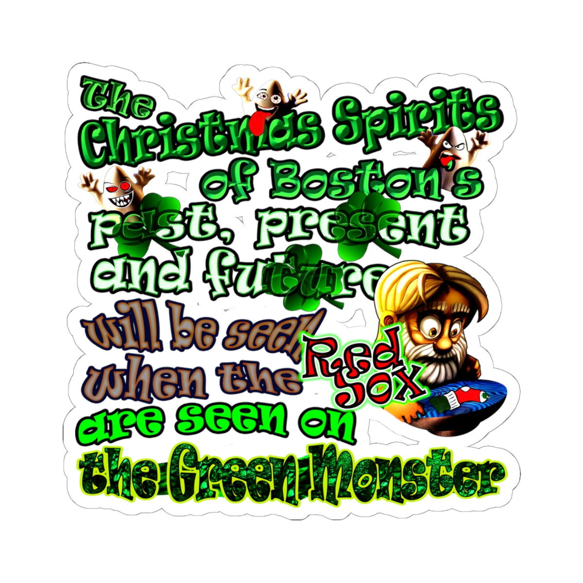 christmas spirits of boston - Kiss-Cut Stickers