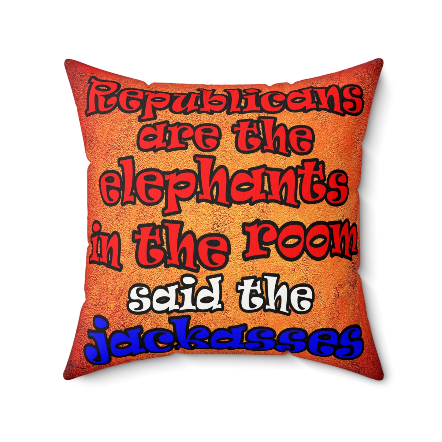 donkeys and elephants - Faux Suede Square Pillow - (burnt orange)