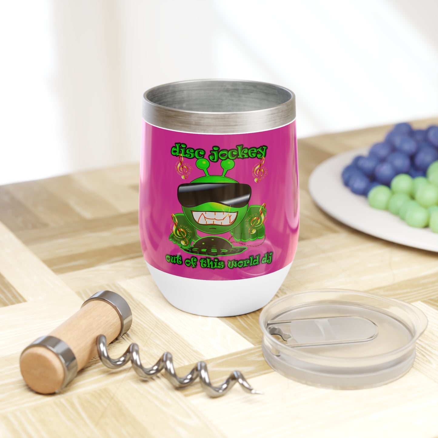 disc jockey - Chill Wine Tumbler (pink)